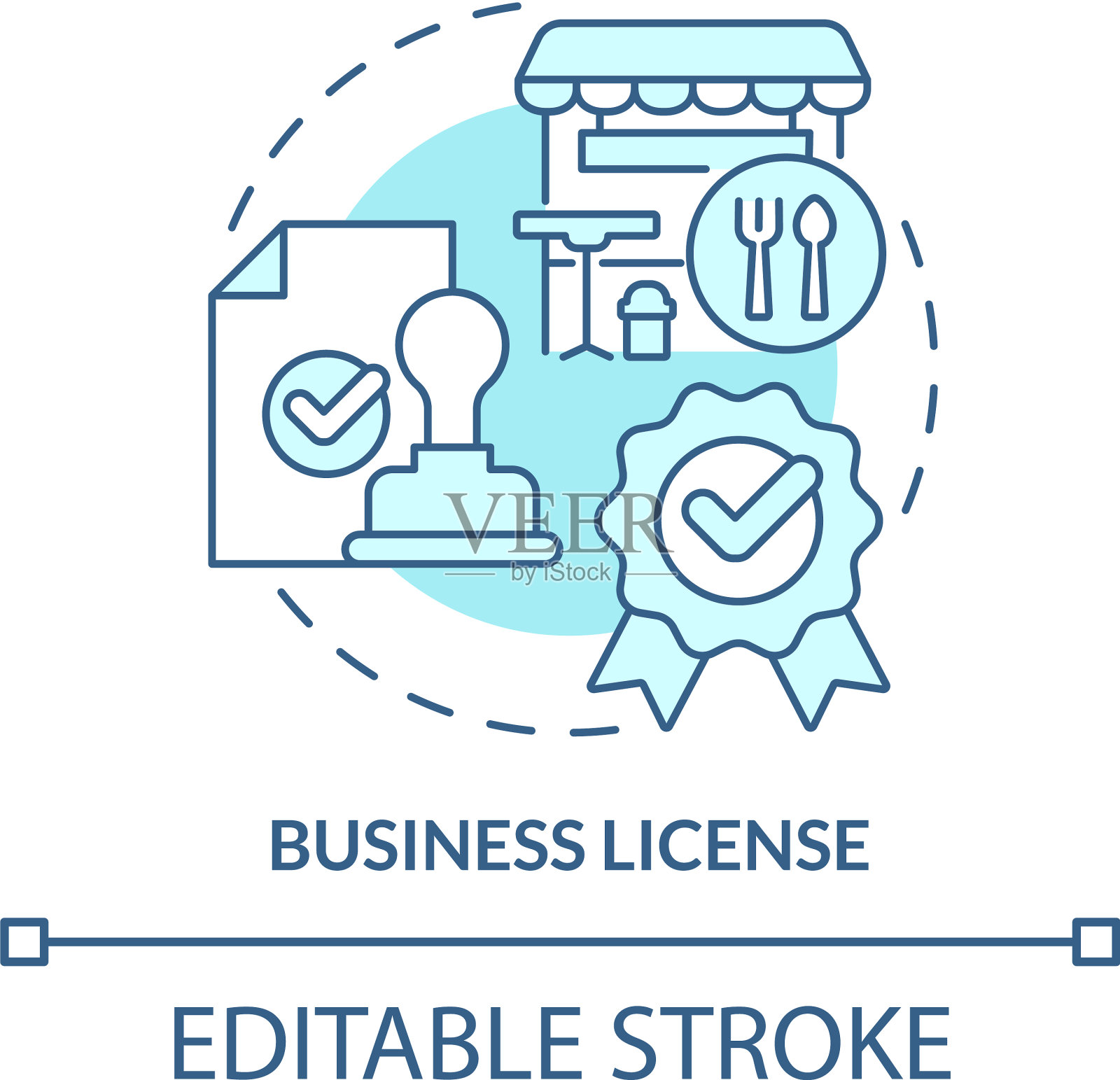 营业执照绿松石概念图标插画图片素材