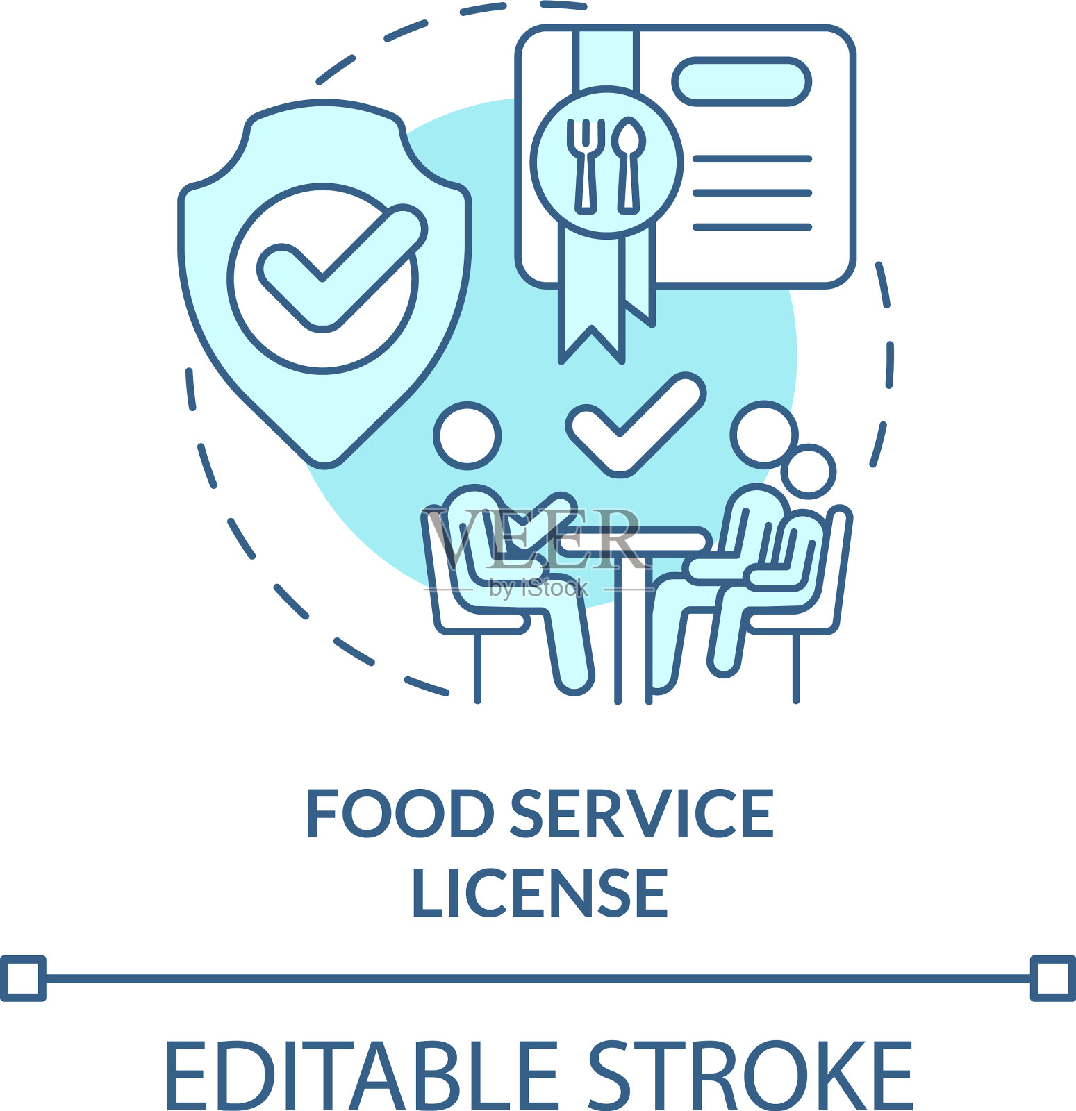 食品服务许可证绿松石概念图标插画图片素材