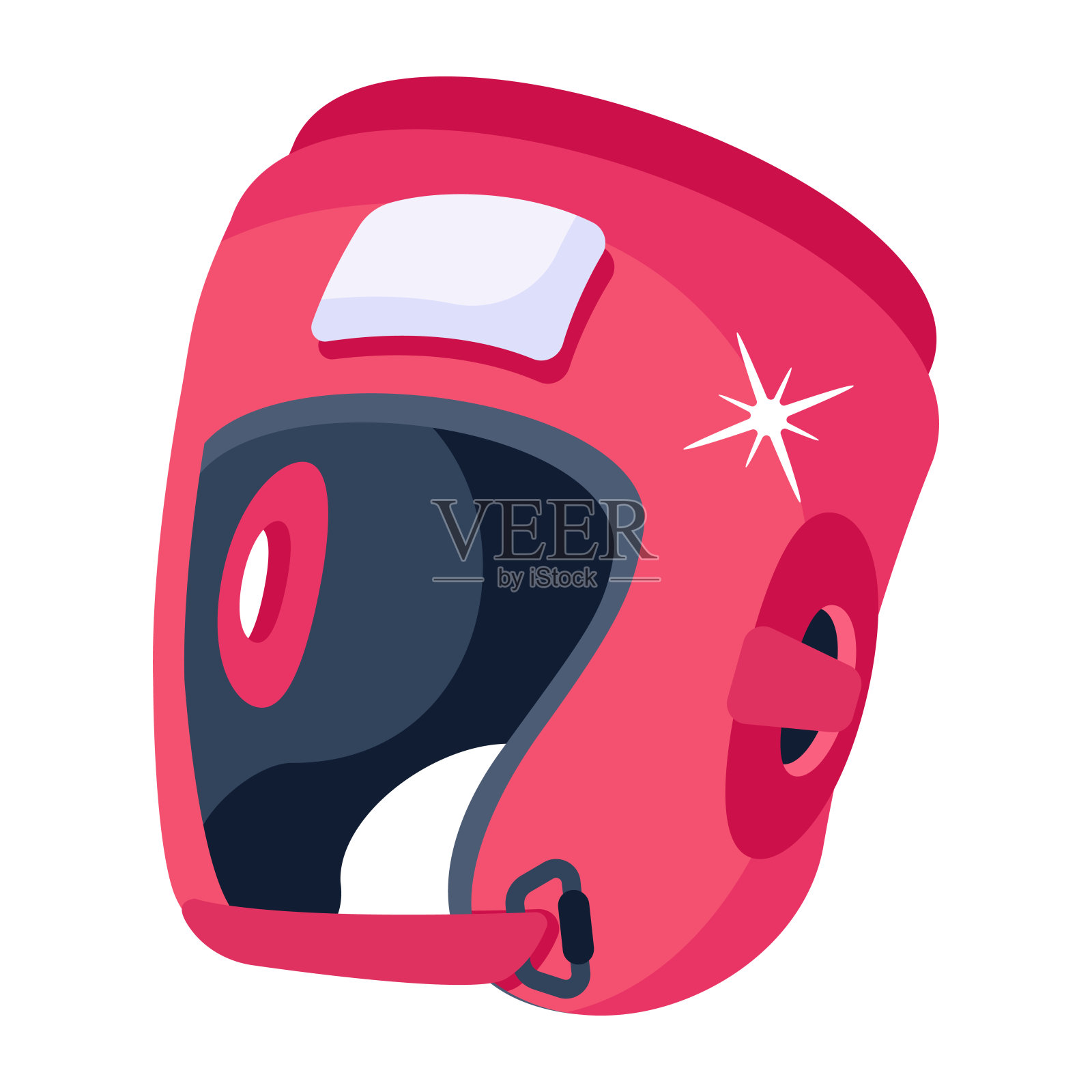 拳击头盔的彩色平面矢量插画图片素材