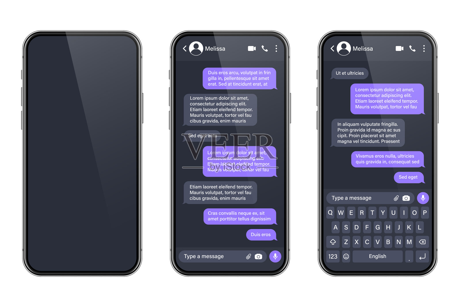 现实的智能手机与消息应用SMS文本插画图片素材