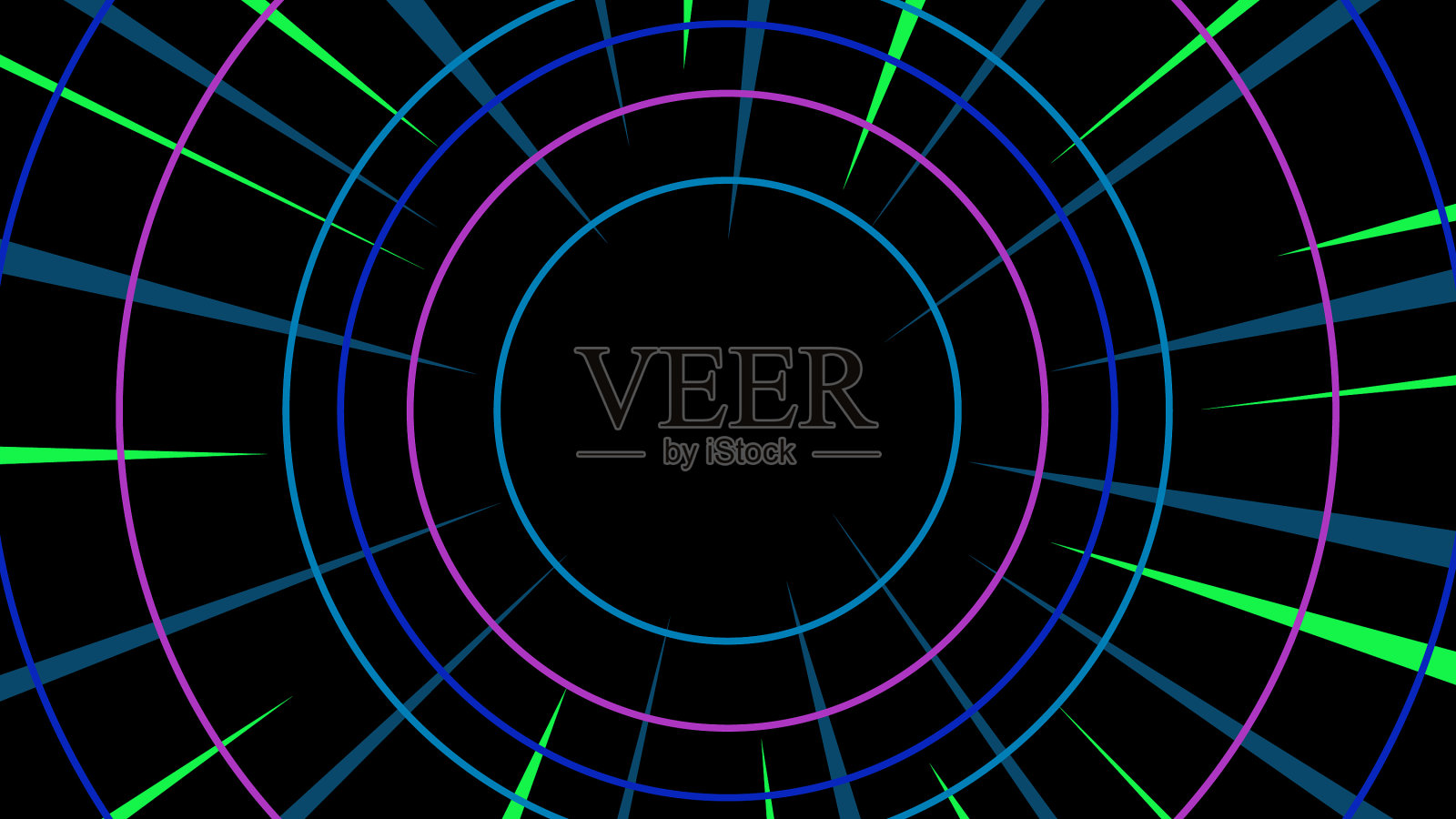 粉红色蓝色的霓虹灯线圆形几何形状插画图片素材