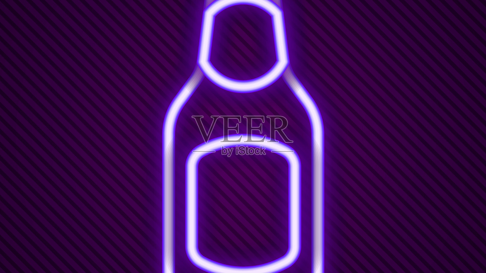 发光的霓虹灯线啤酒瓶图标孤立上插画图片素材
