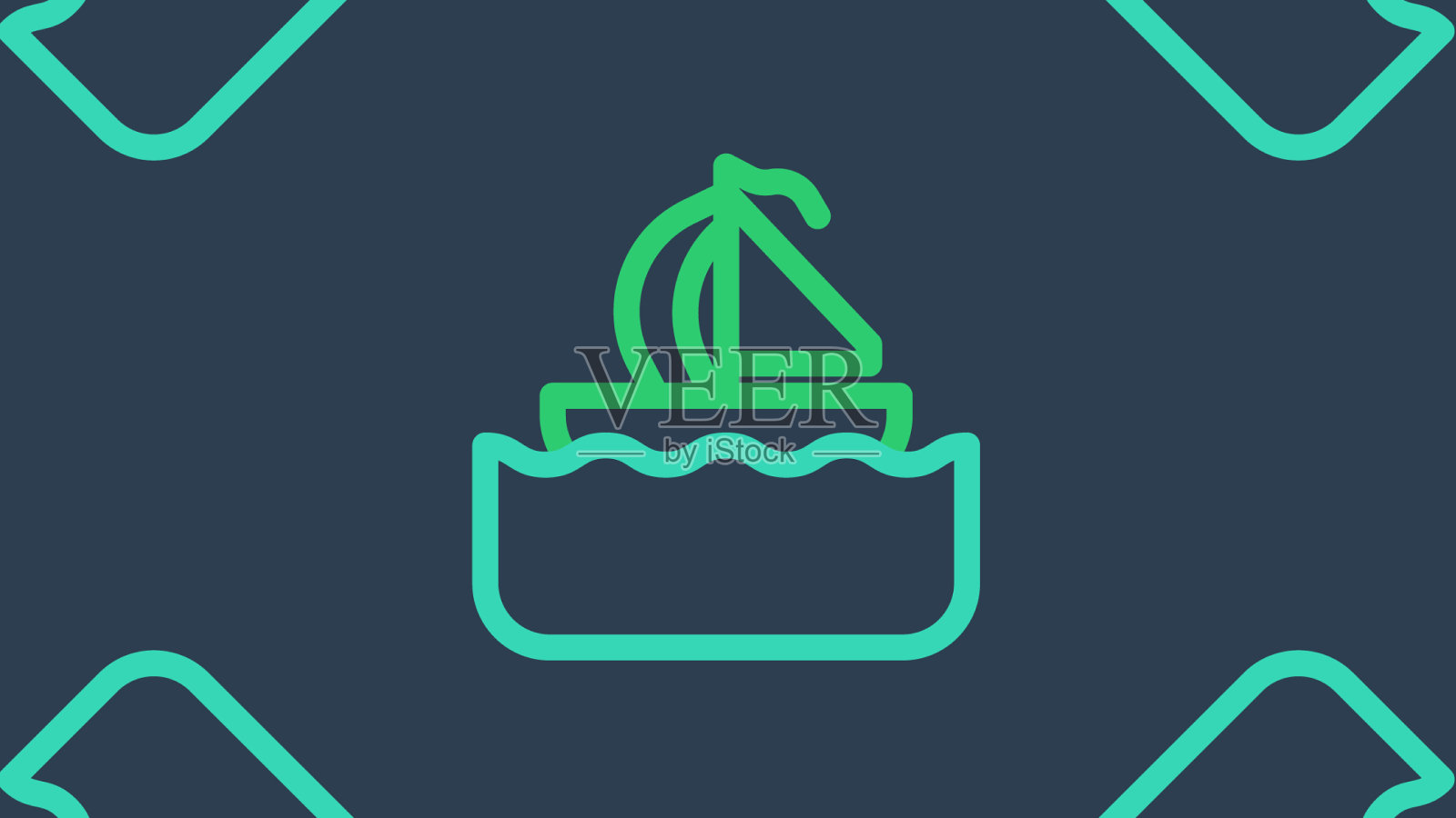 线条游艇帆船或帆船图标孤立插画图片素材