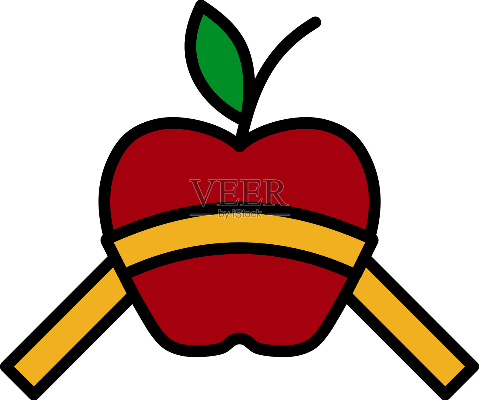 苹果与卷尺的图标设计元素图片