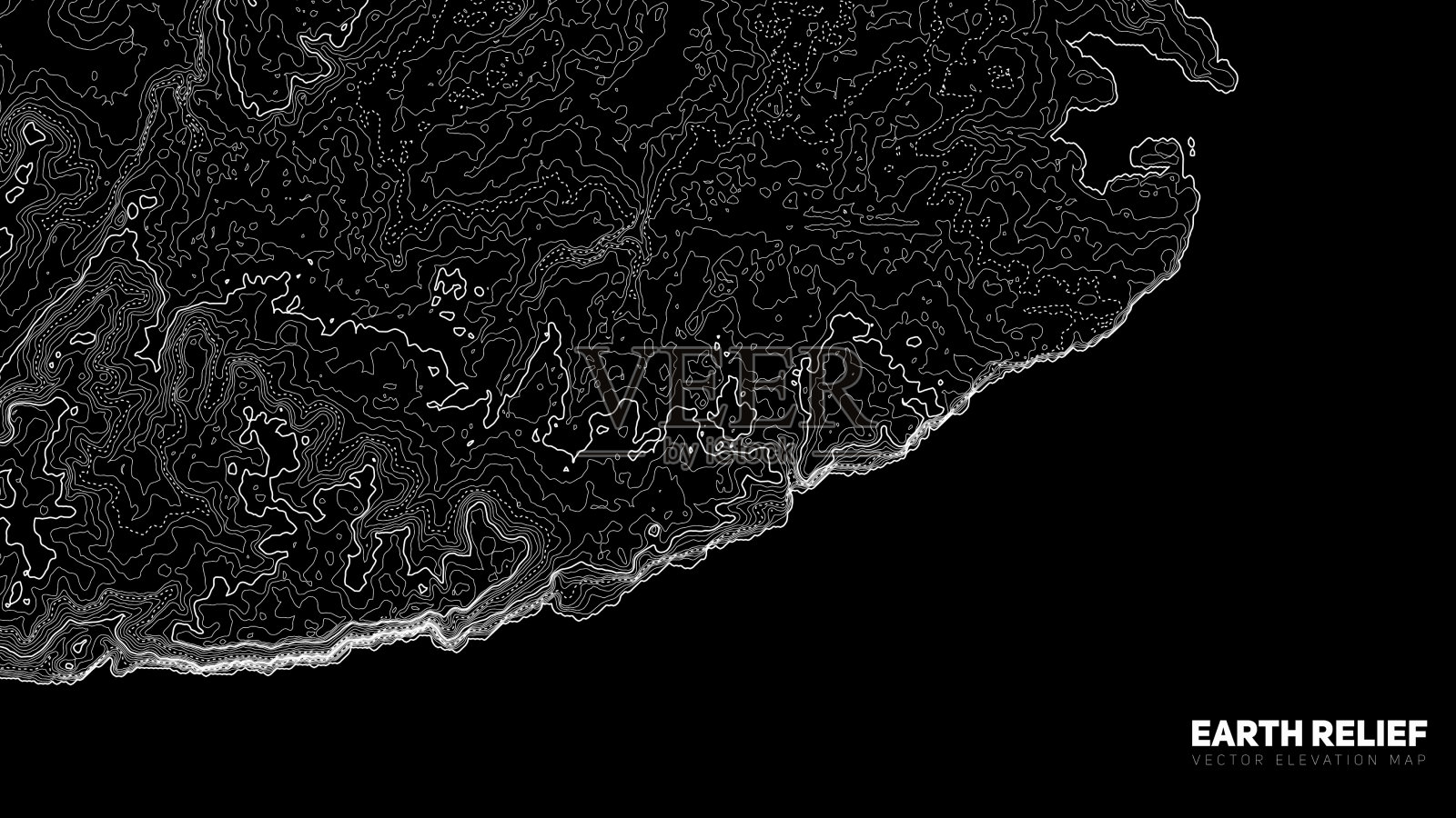 矢量抽象地形图。生成概念高程图。插画图片素材