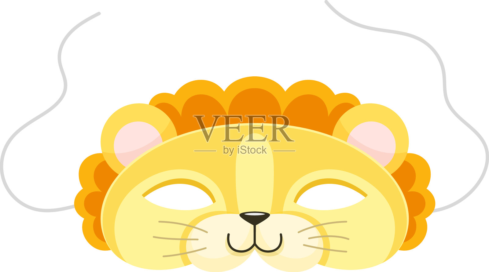 用绳子做头饰的狂欢节狮子面具插画图片素材