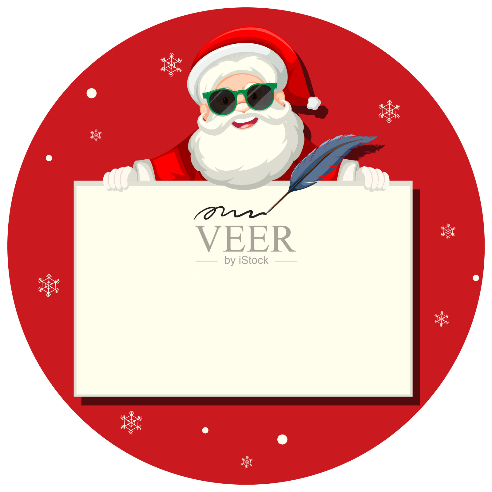 圣诞老人用空板模板插画图片素材