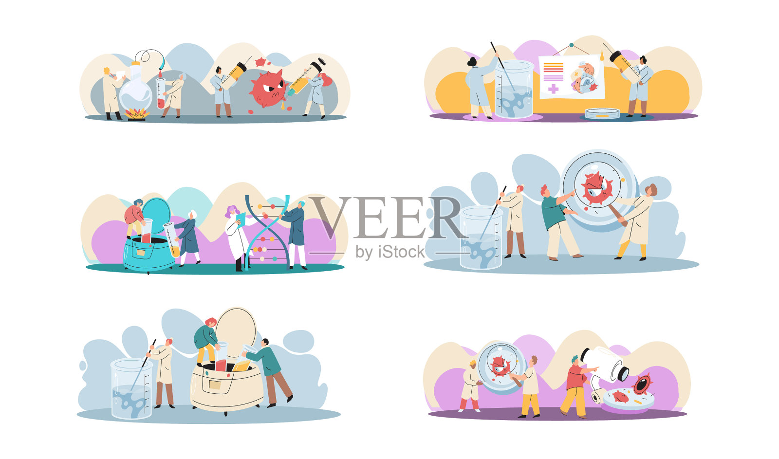 抗病毒疫苗科学家正在进行插画图片素材