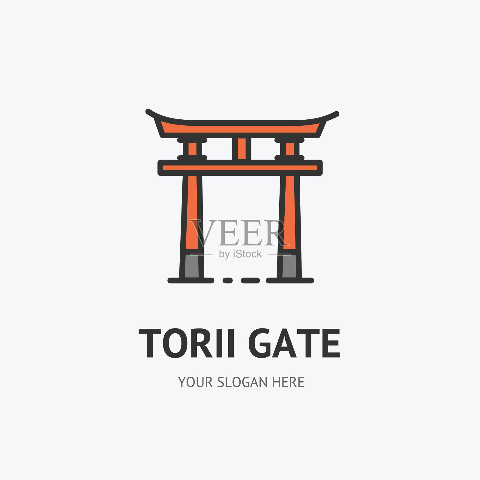 日本传统的鸟居门标志细线插画图片素材