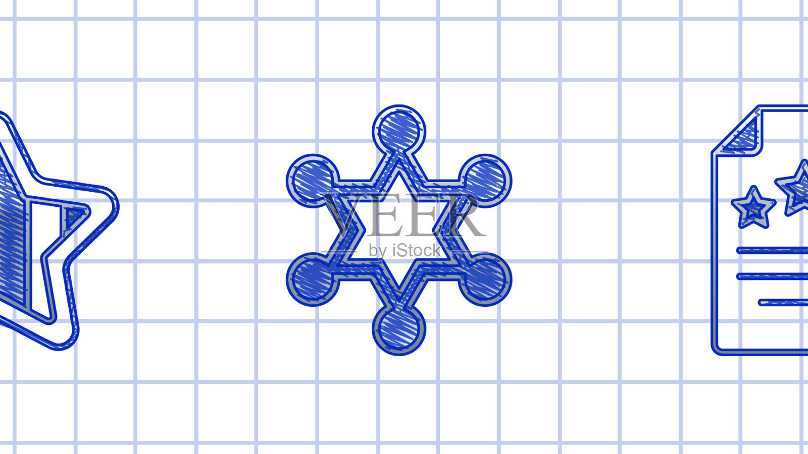 Set hexagram治安官投票美国独立日图标素材