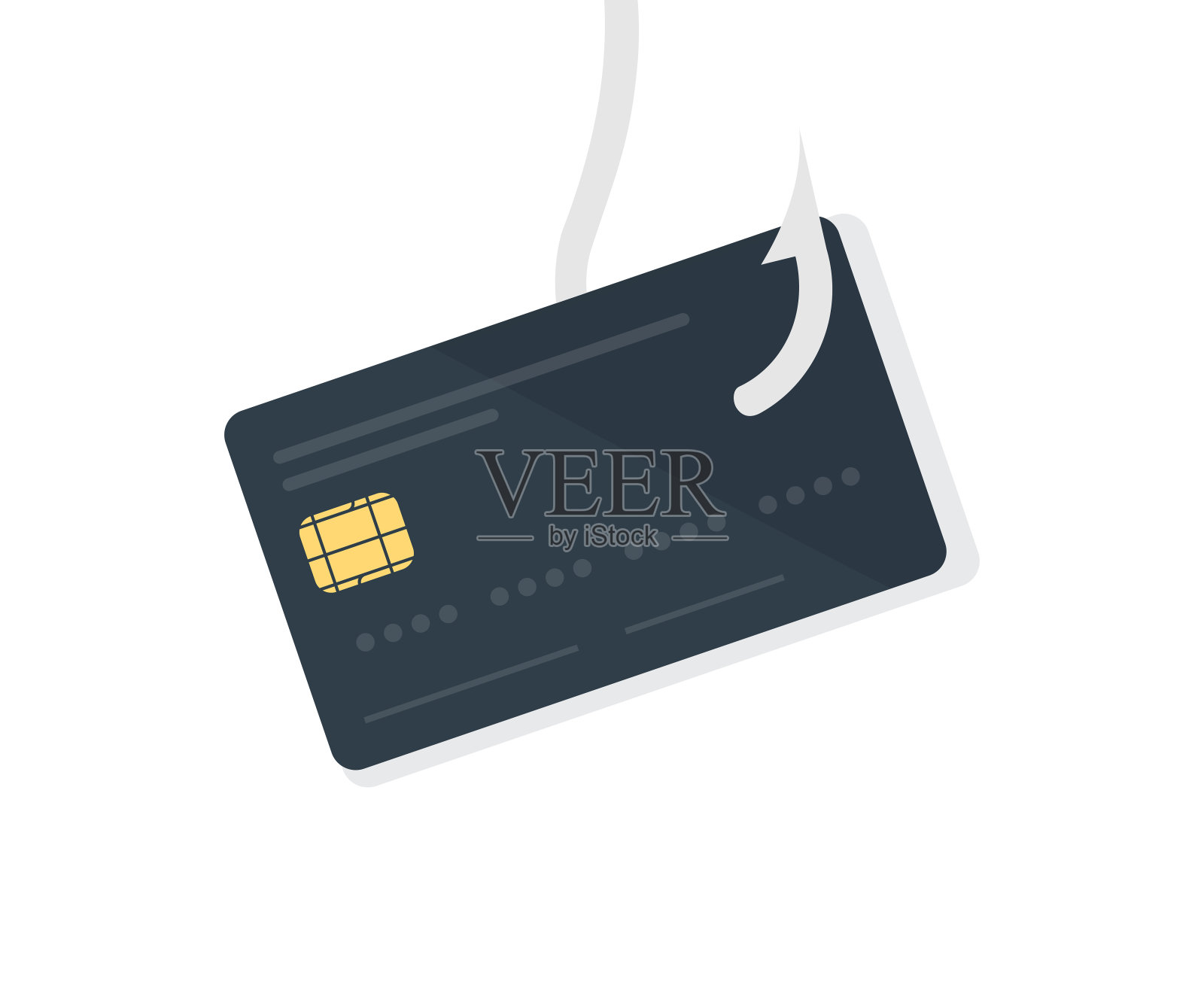 信用卡网络钓鱼——用鱼钩钩出成堆的信用卡。安全网上银行，网络攻击，网络数据安全，安全银行矢量设计和插图。插画图片素材