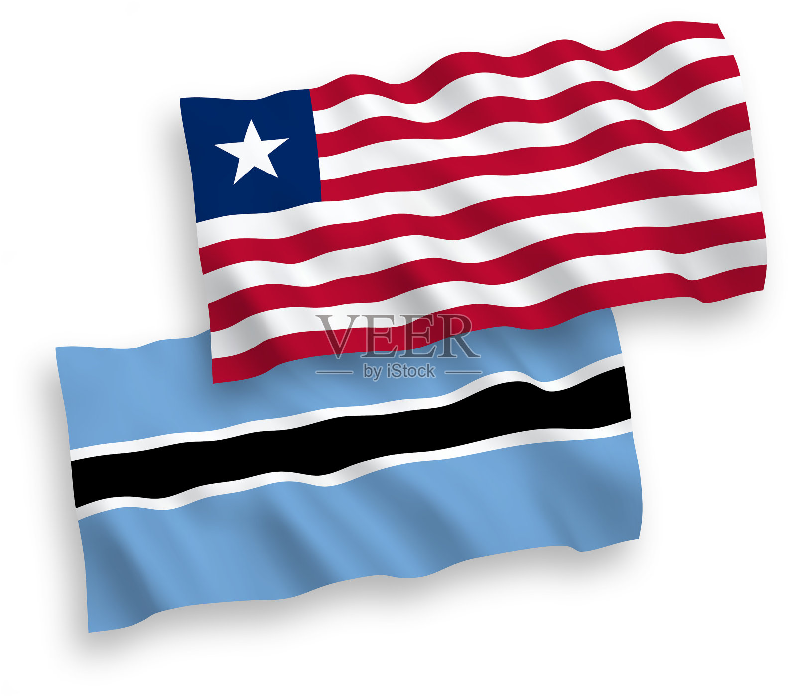 国旗上有利比里亚和博茨瓦纳的白旗设计元素图片