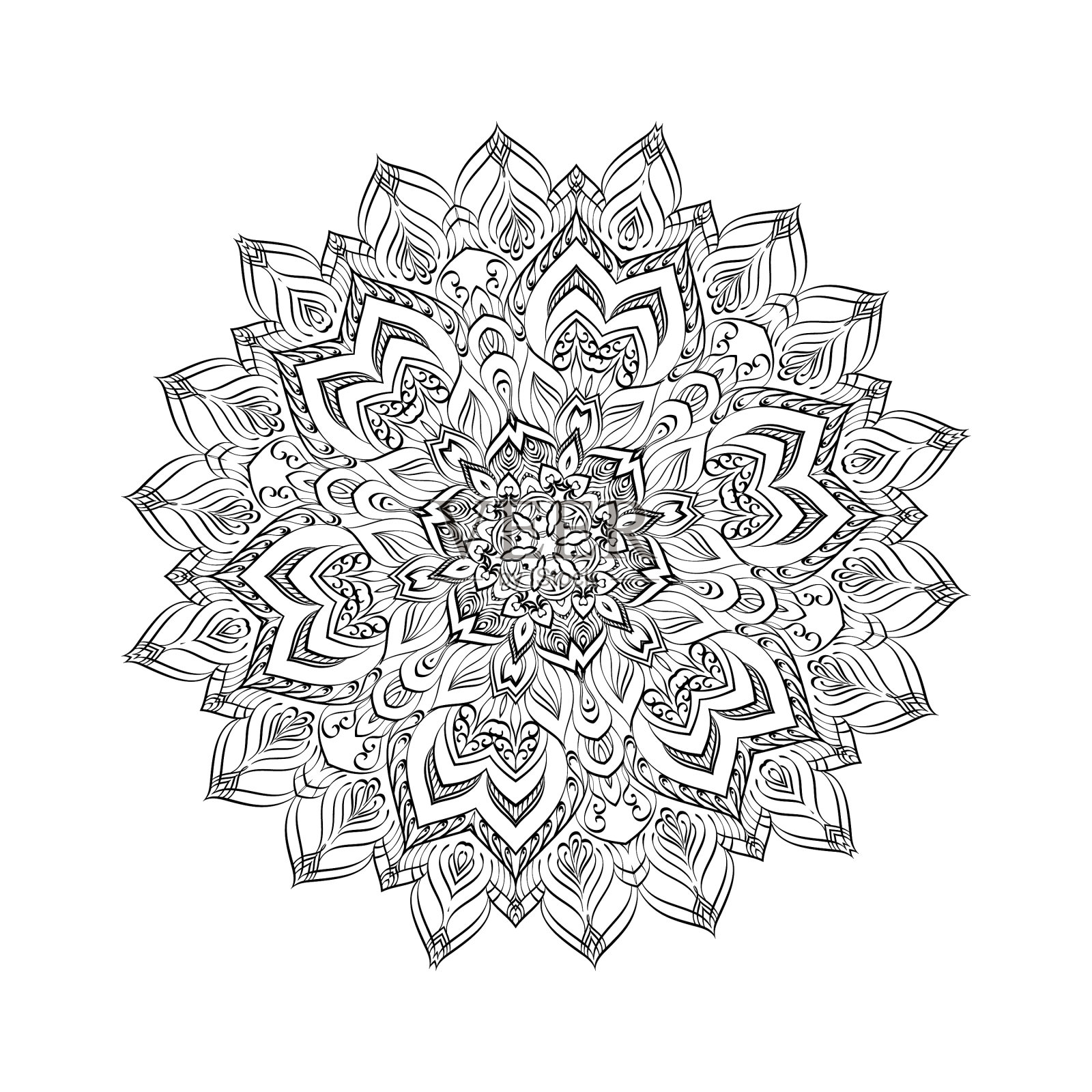 圆形曼荼罗设计着色书页设计元素图片