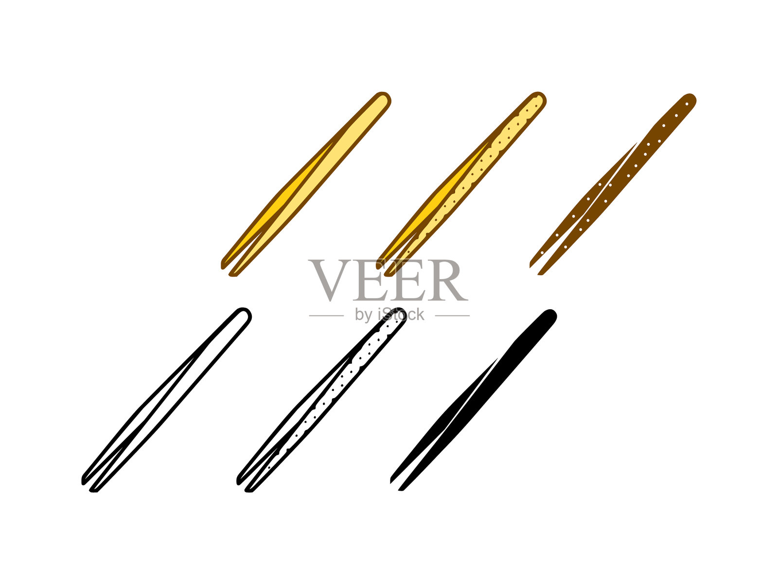 一套白色的涂鸦风格镊子图标素材