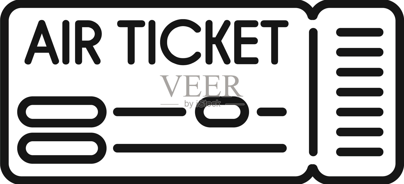 机票图标轮廓平面通过设计元素图片