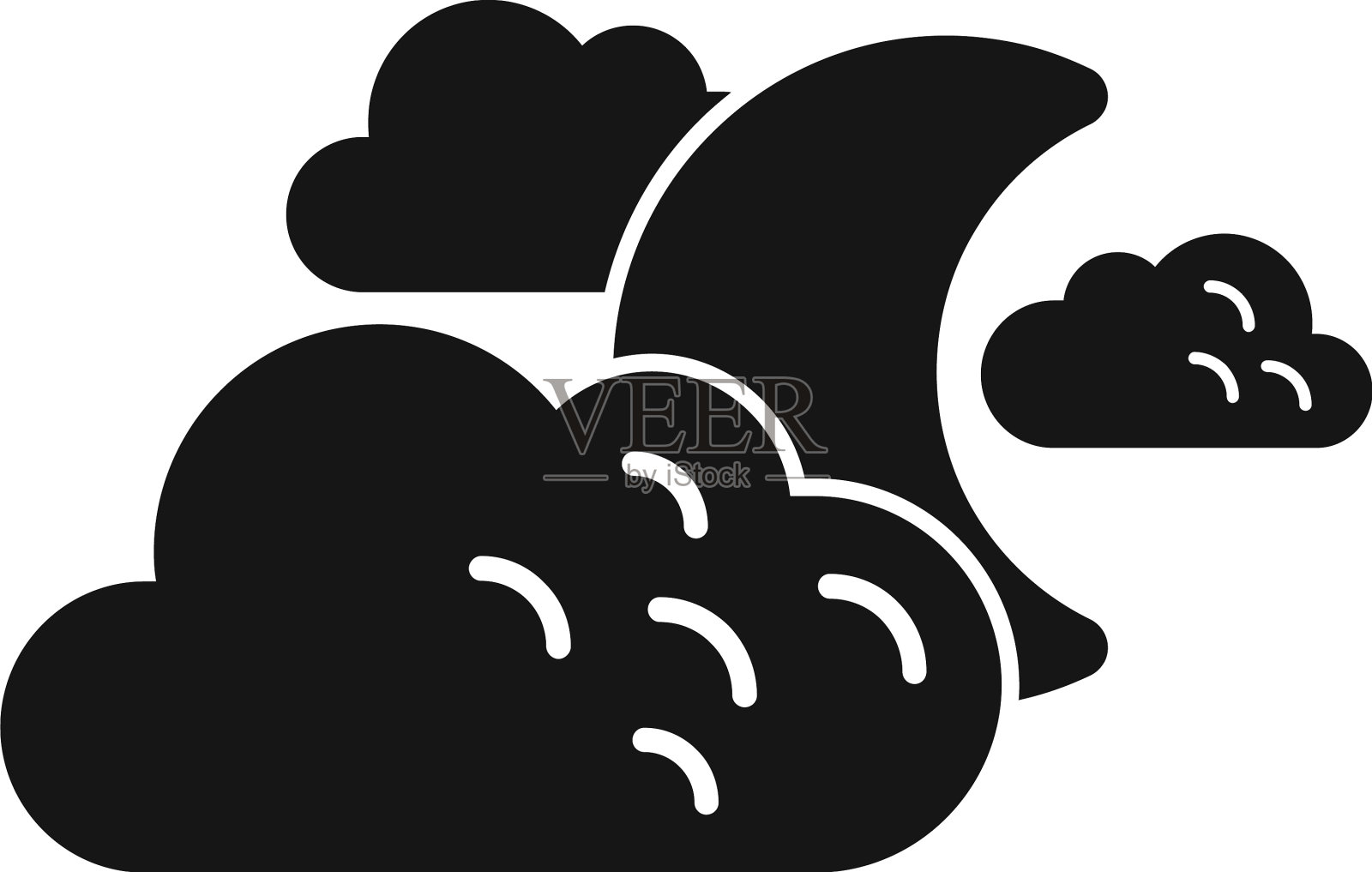 夜晚的月亮天空图标简单的天气云图标素材