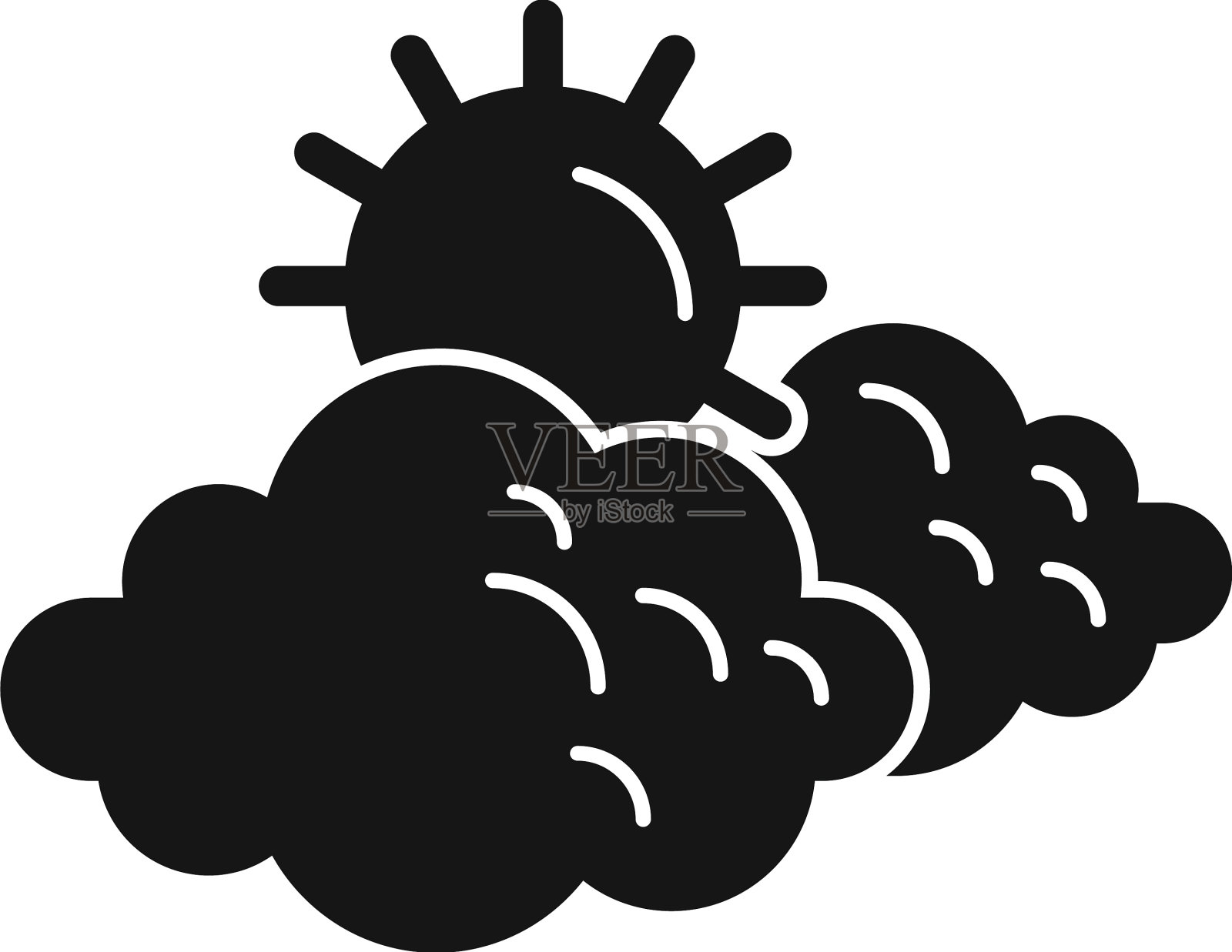 太阳多云图标简单寒冷的阳光图标素材