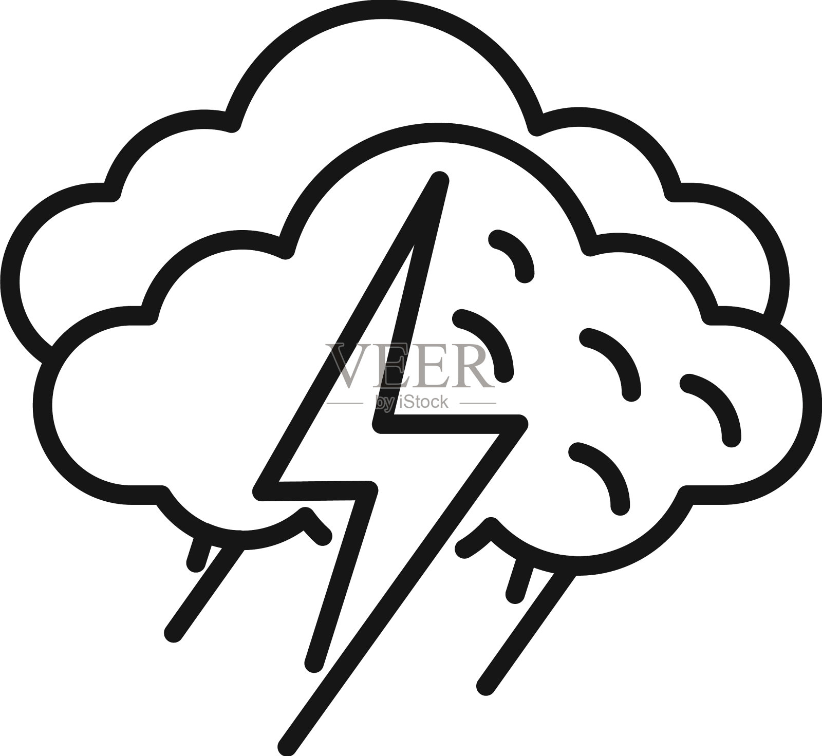 夏天的风暴图标轮廓闪电设计元素图片