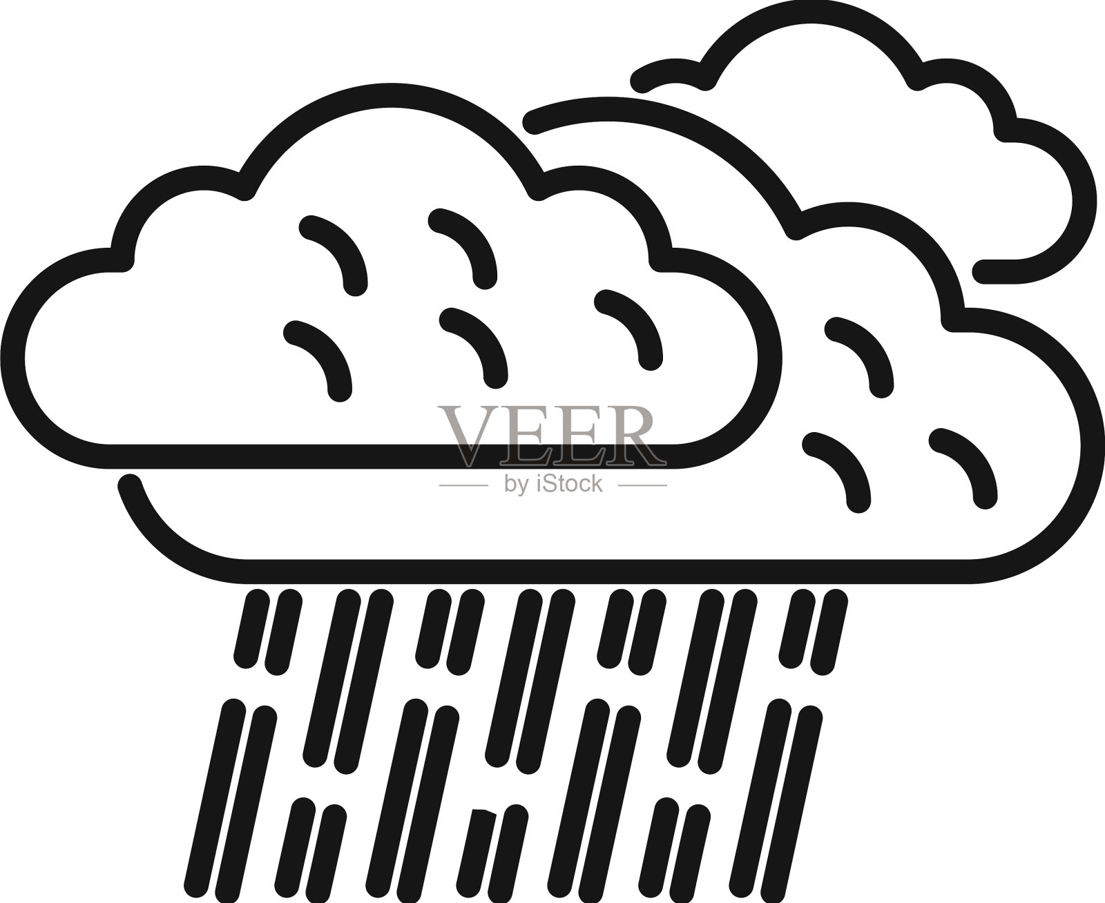 雨云图标轮廓多云雨设计元素图片