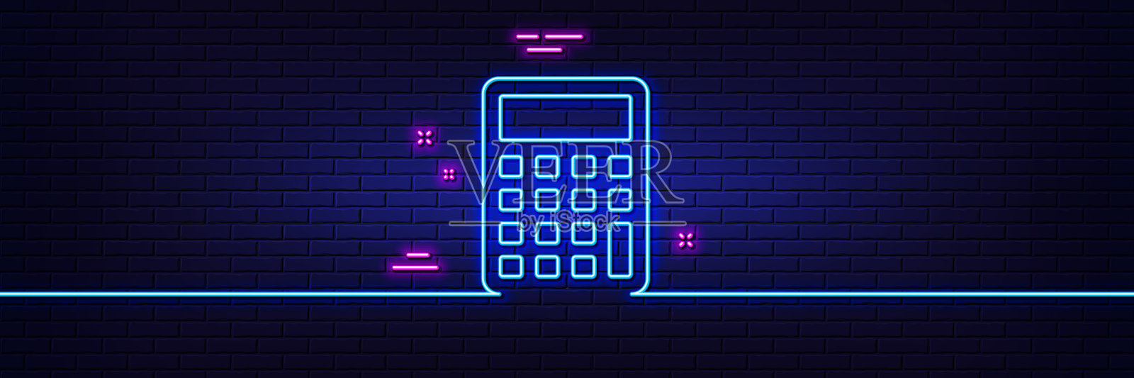 计算器行图标记账标志霓虹灯插画图片素材