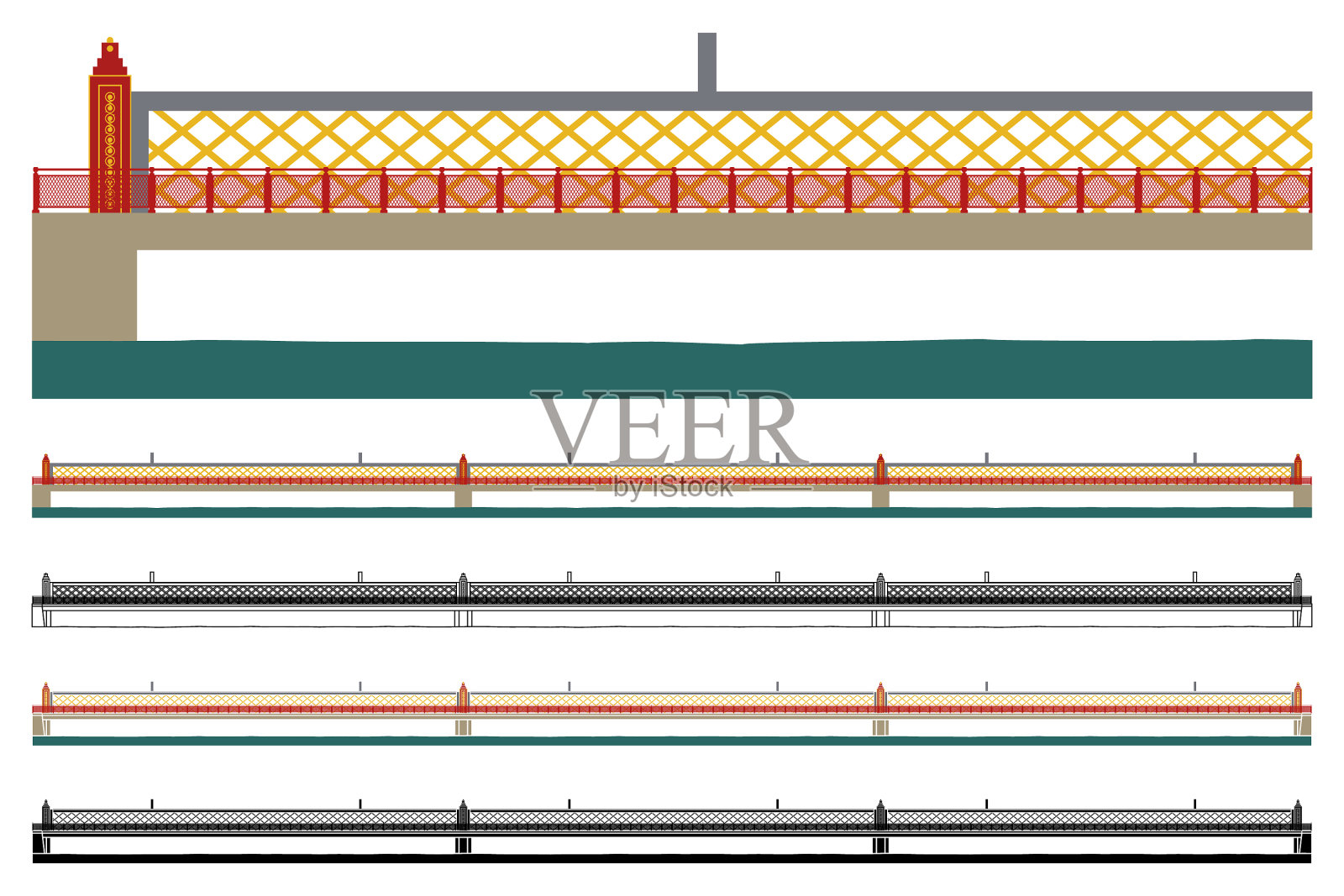 巴西累西腓的风景优美的大桥插画图片素材