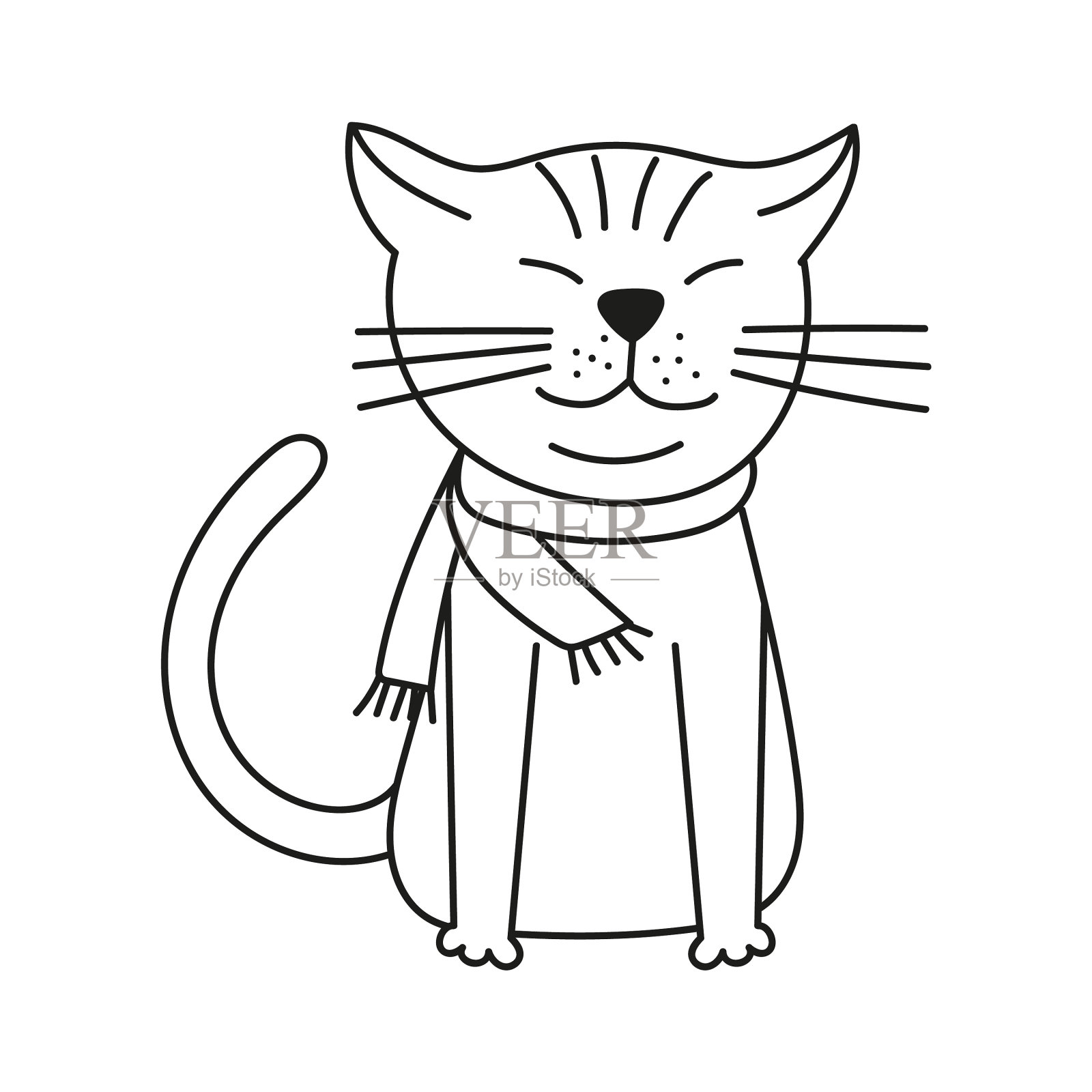 卡通画涂鸦猫可爱又搞笑孤立设计元素图片