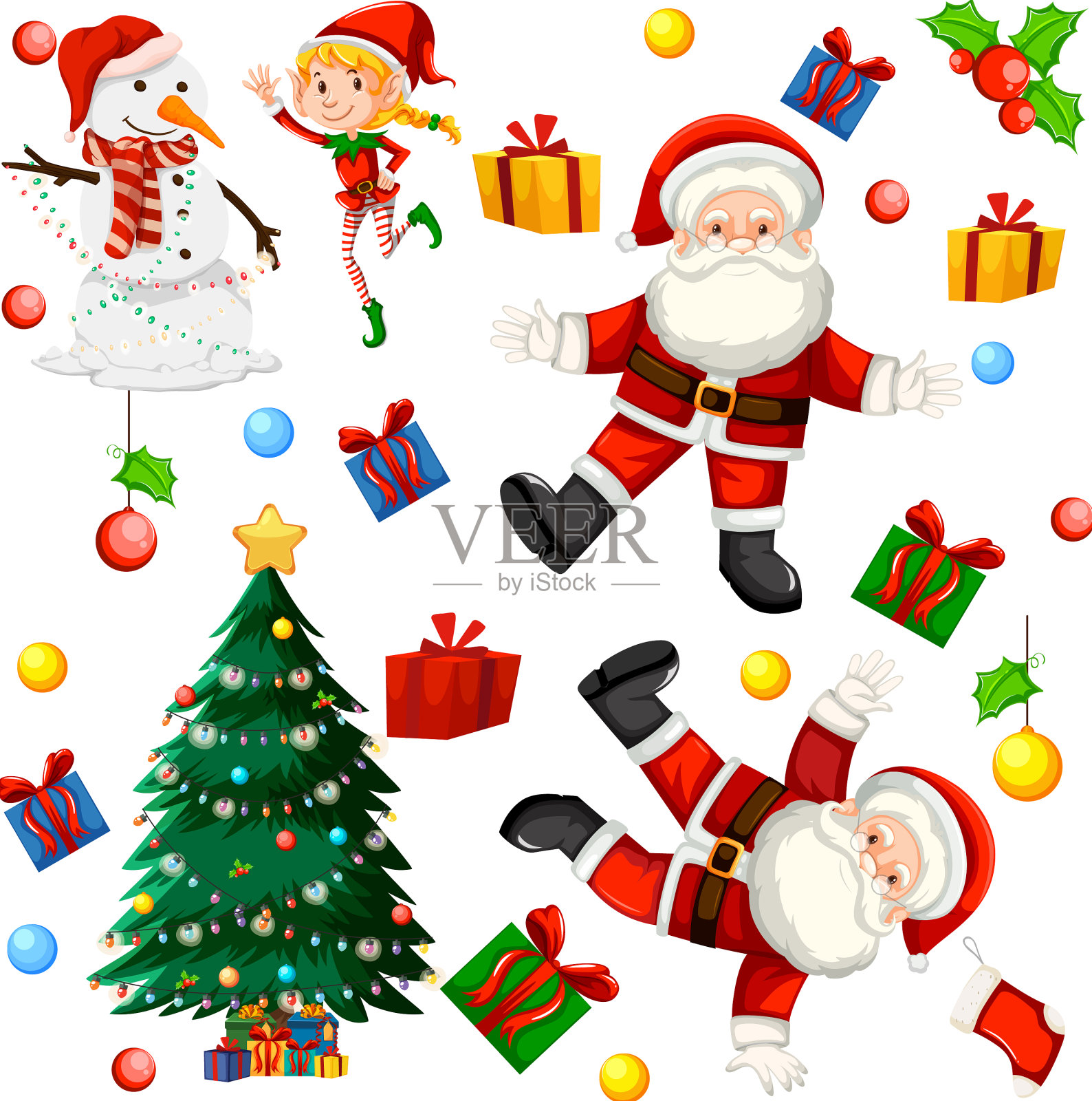 圣诞老人无缝图案插画图片素材