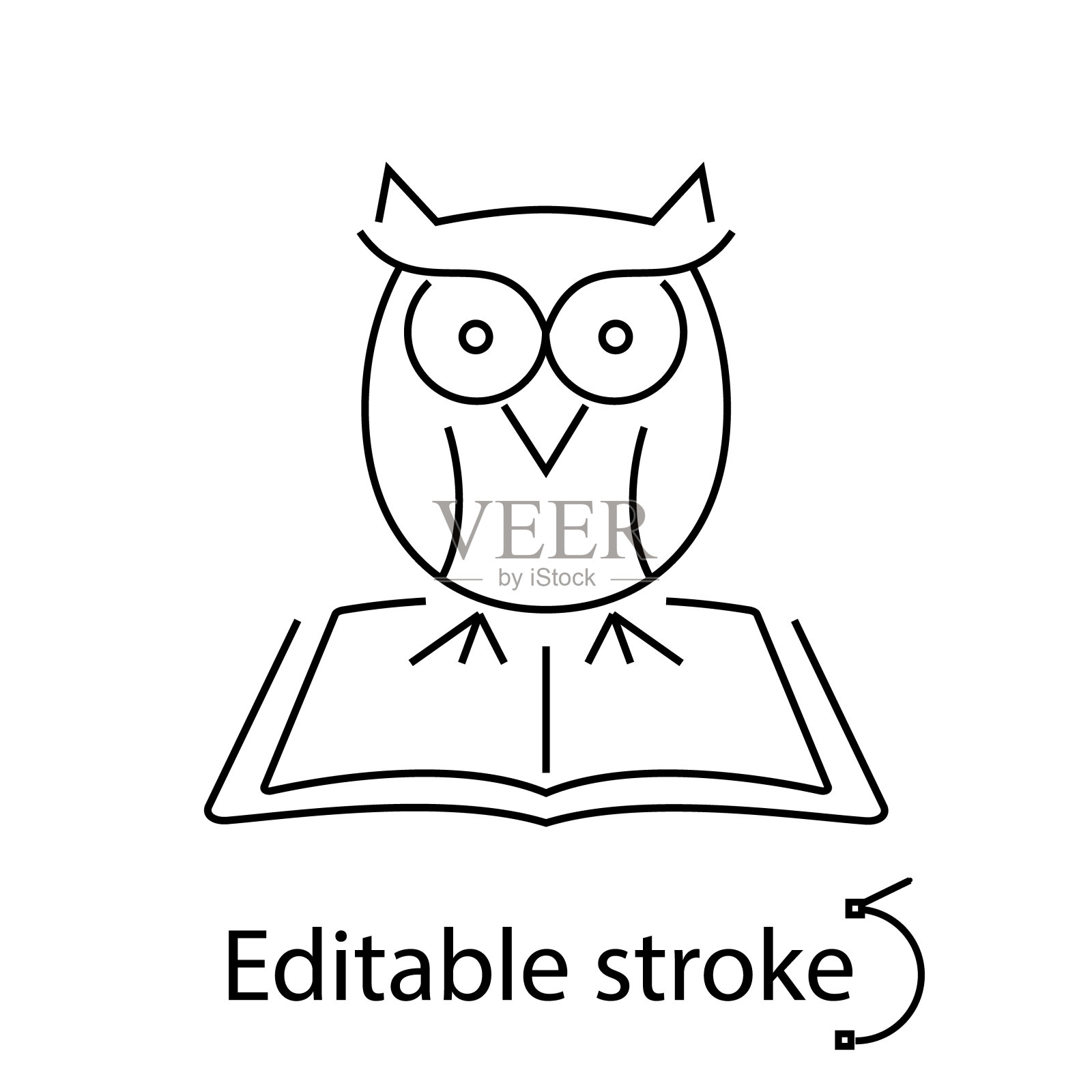 猫头鹰在打开书的大纲标志。聪明的教育理念。学校的概念。大学的象征。孤立的矢量图设计元素图片