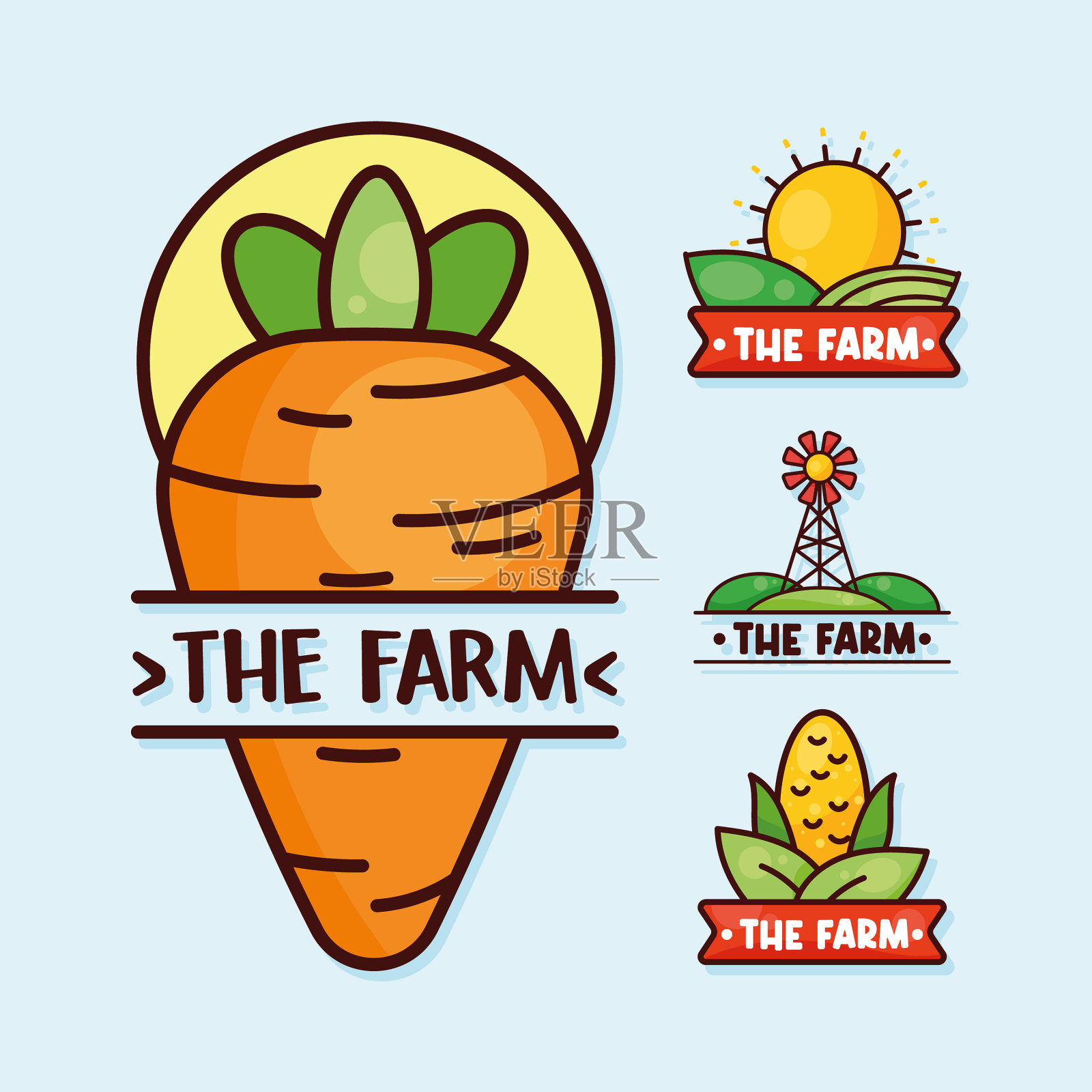 四种农产品徽章插画图片素材