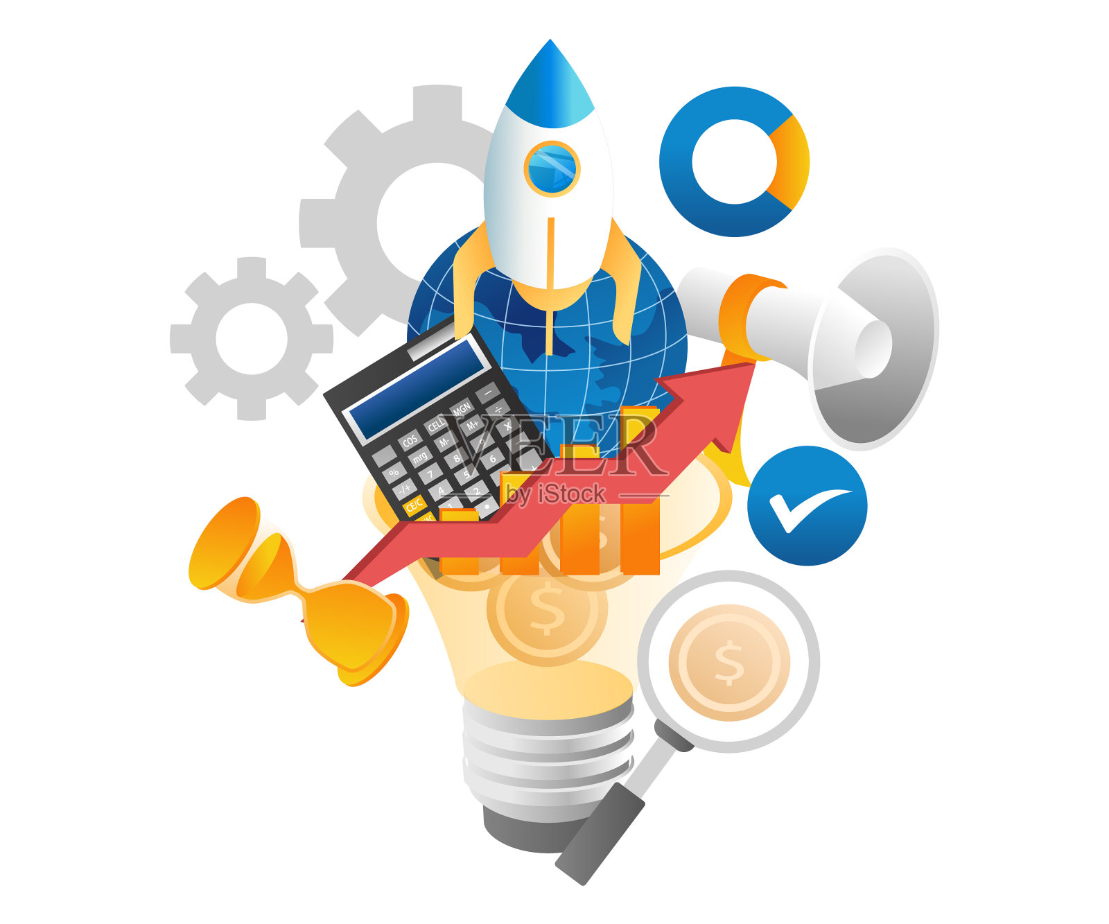 火箭从创意商业创意灯发射设计元素图片