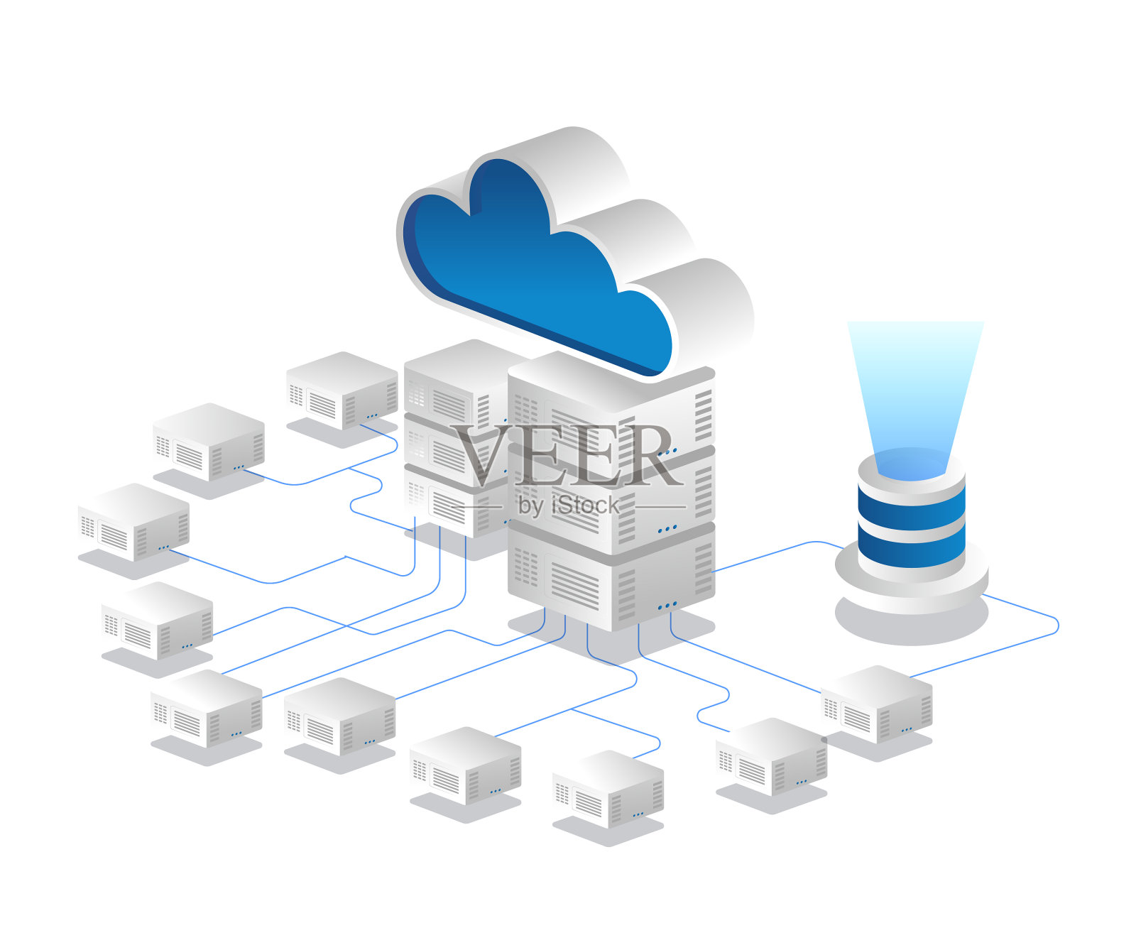 等距概念云服务器网络设计元素图片