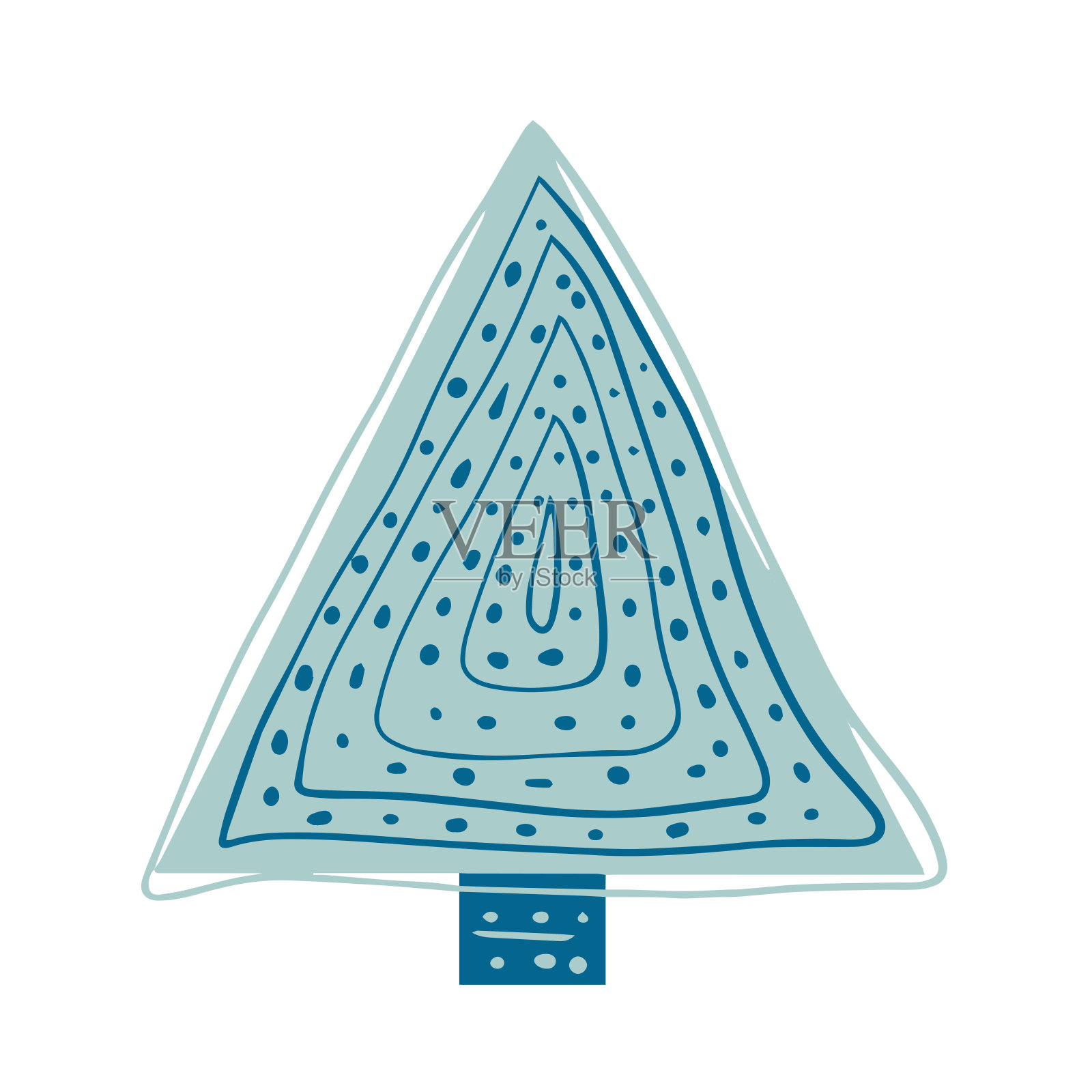 北欧涂鸦风格的创意圣诞树插画图片素材