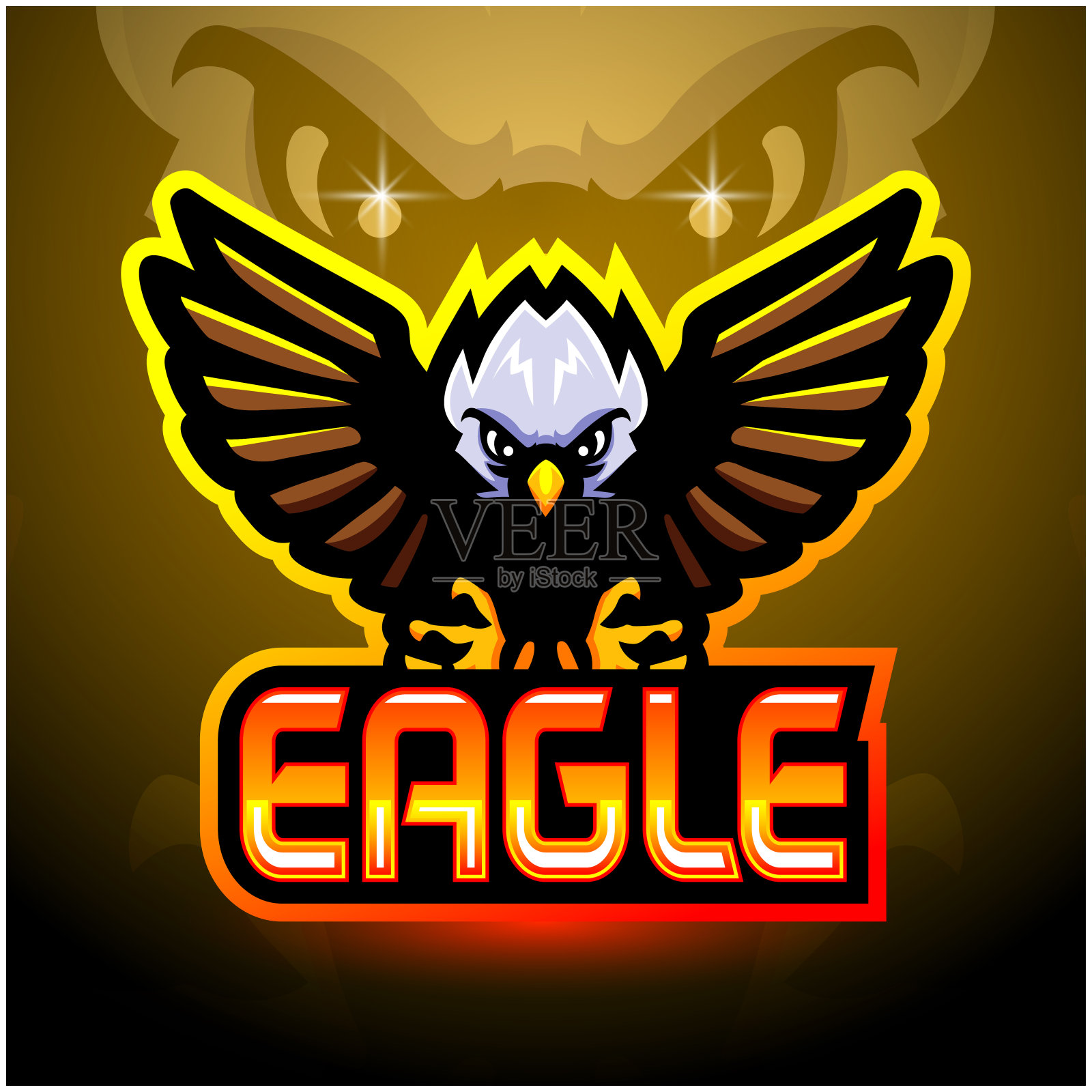 老鹰吉祥物体育电竞标志设计插画图片素材