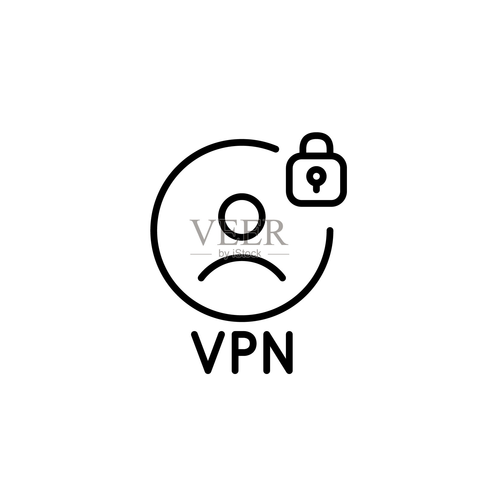 安全VPN用户配置文件。完美的像素，可编辑的笔画图标图标素材