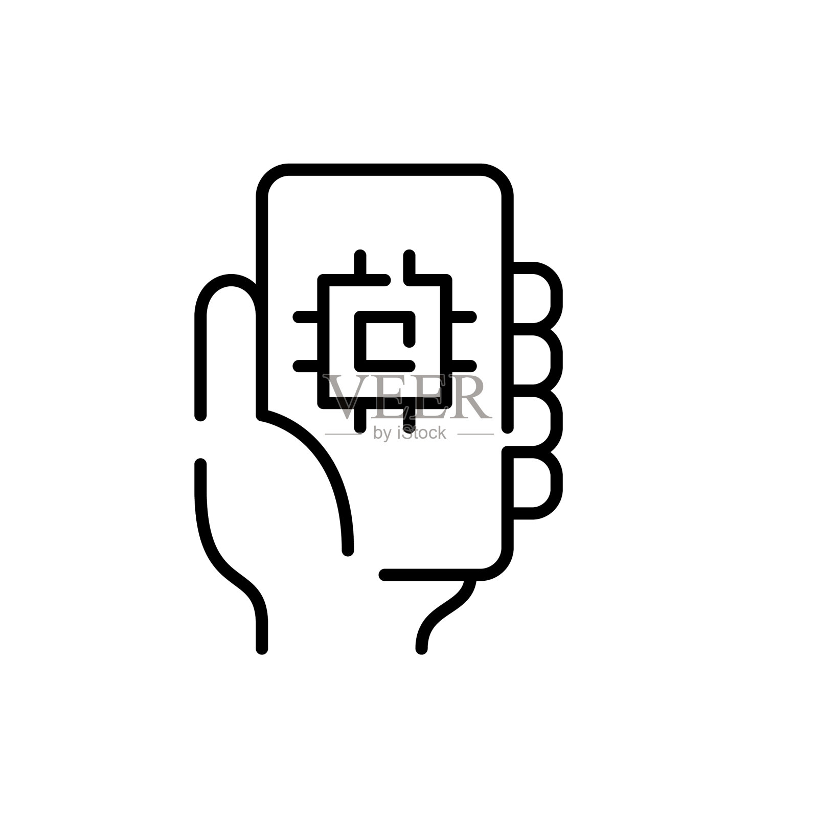 CPU芯片上的智能手机物联网应用像素完美图标素材