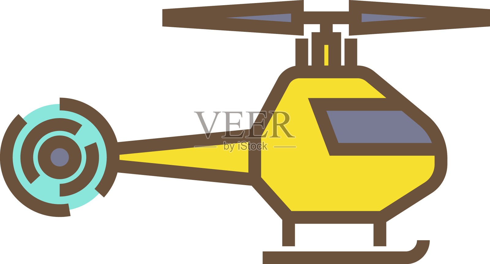 直升机彩色线图标飞行运输设计元素图片