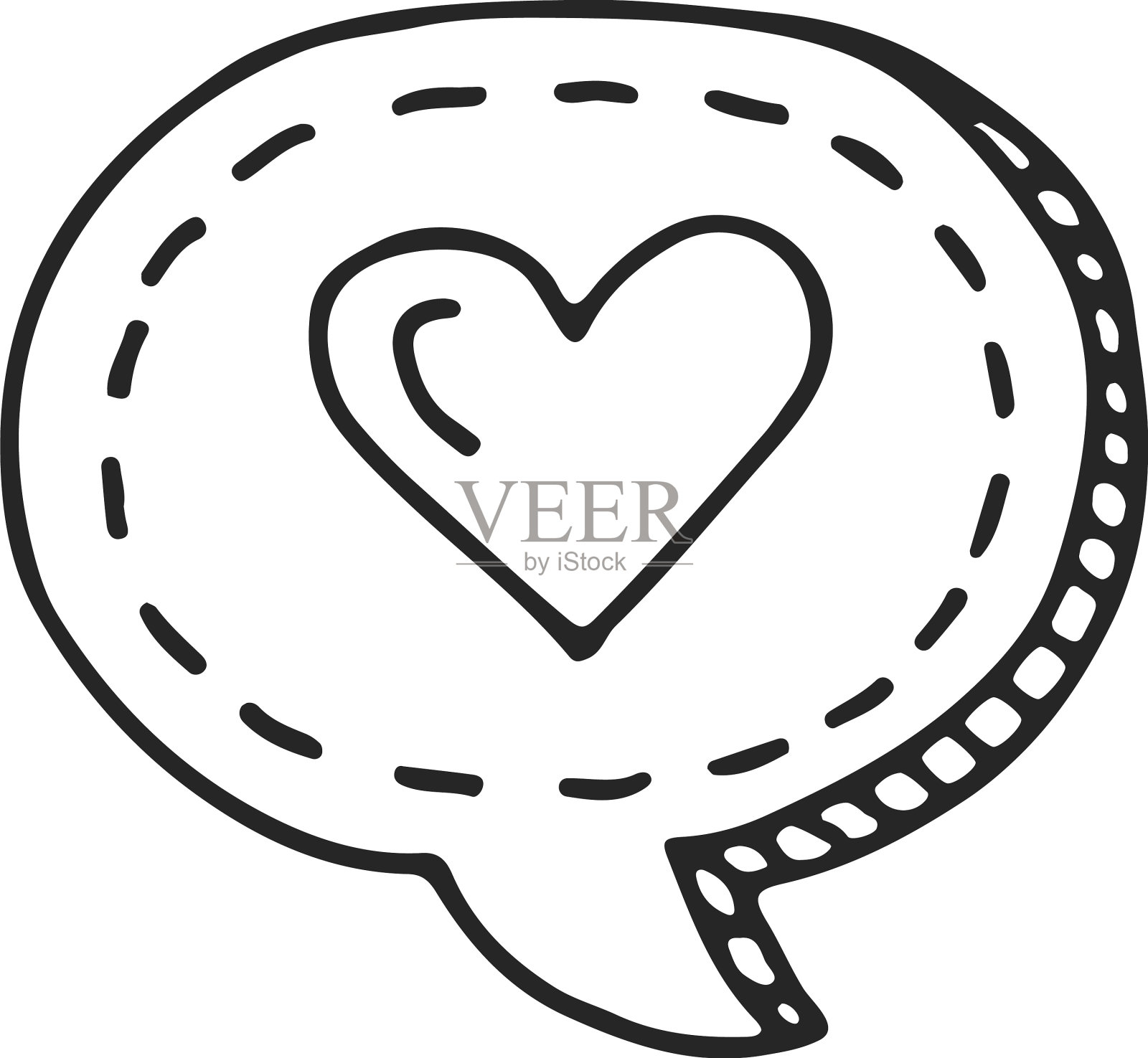 心动聊天反应贴纸涂鸦黑色图标设计元素图片