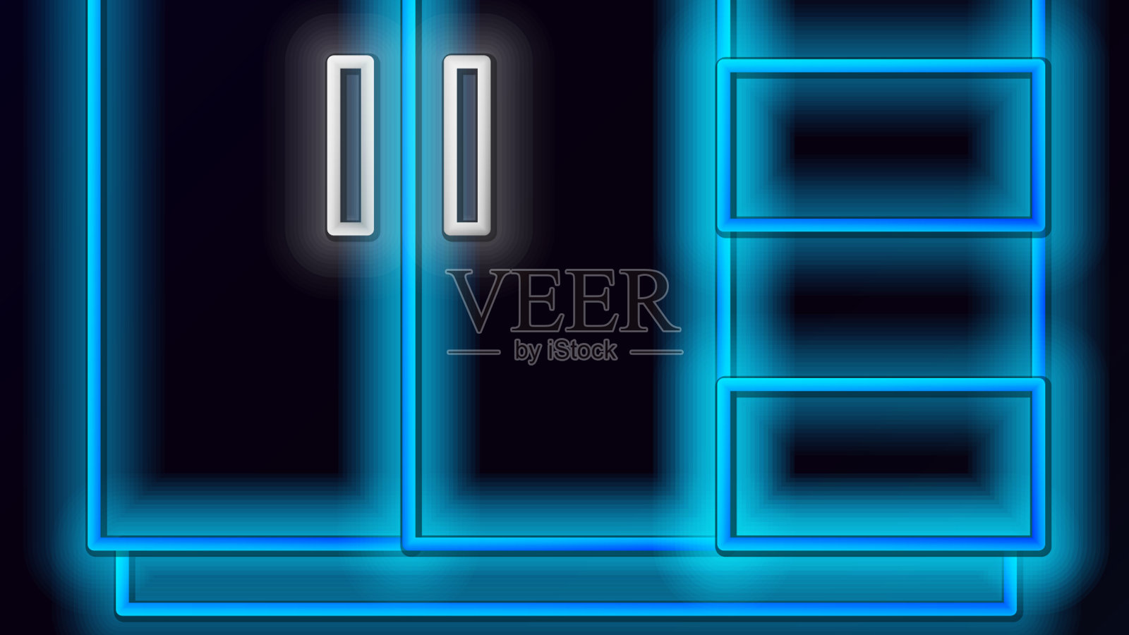 发光的霓虹灯线衣柜图标孤立在黑色插画图片素材