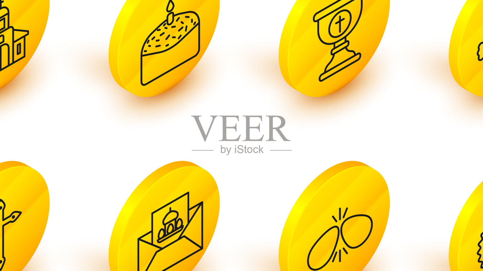 集线太阳复活节彩蛋贺卡与图标素材