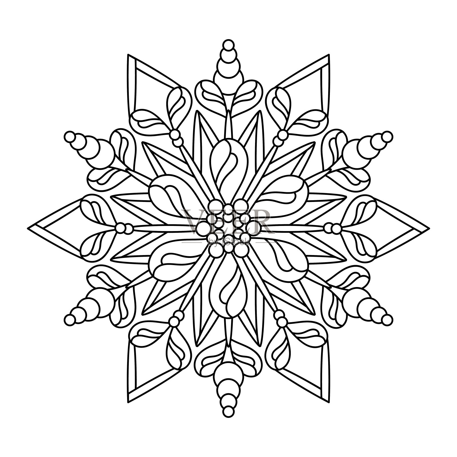 雪花，曼荼罗着色抗压力书插画图片素材