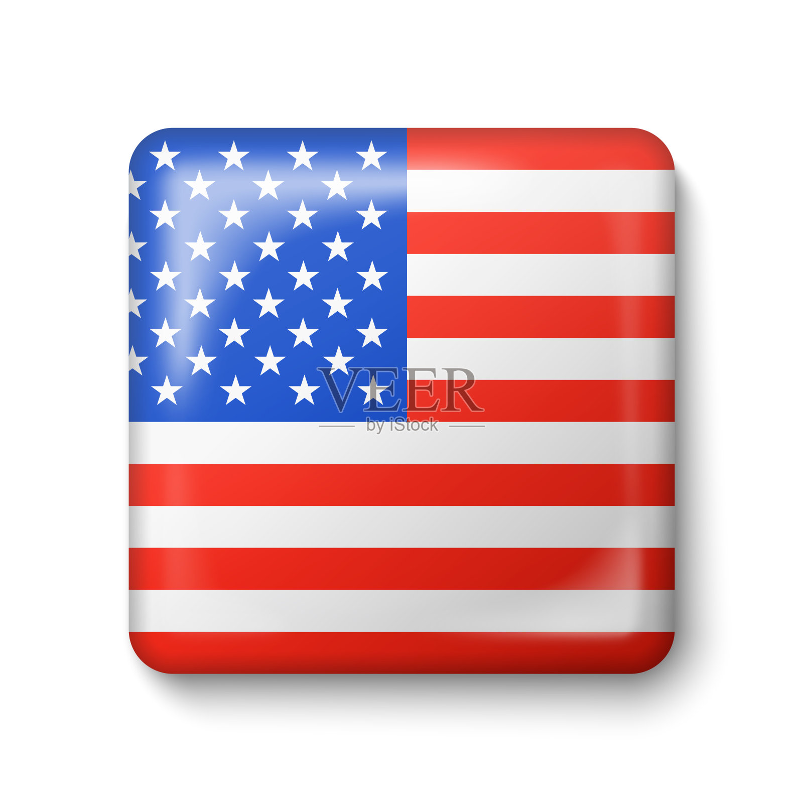 美国国旗-广场光滑的图标。设计元素图片