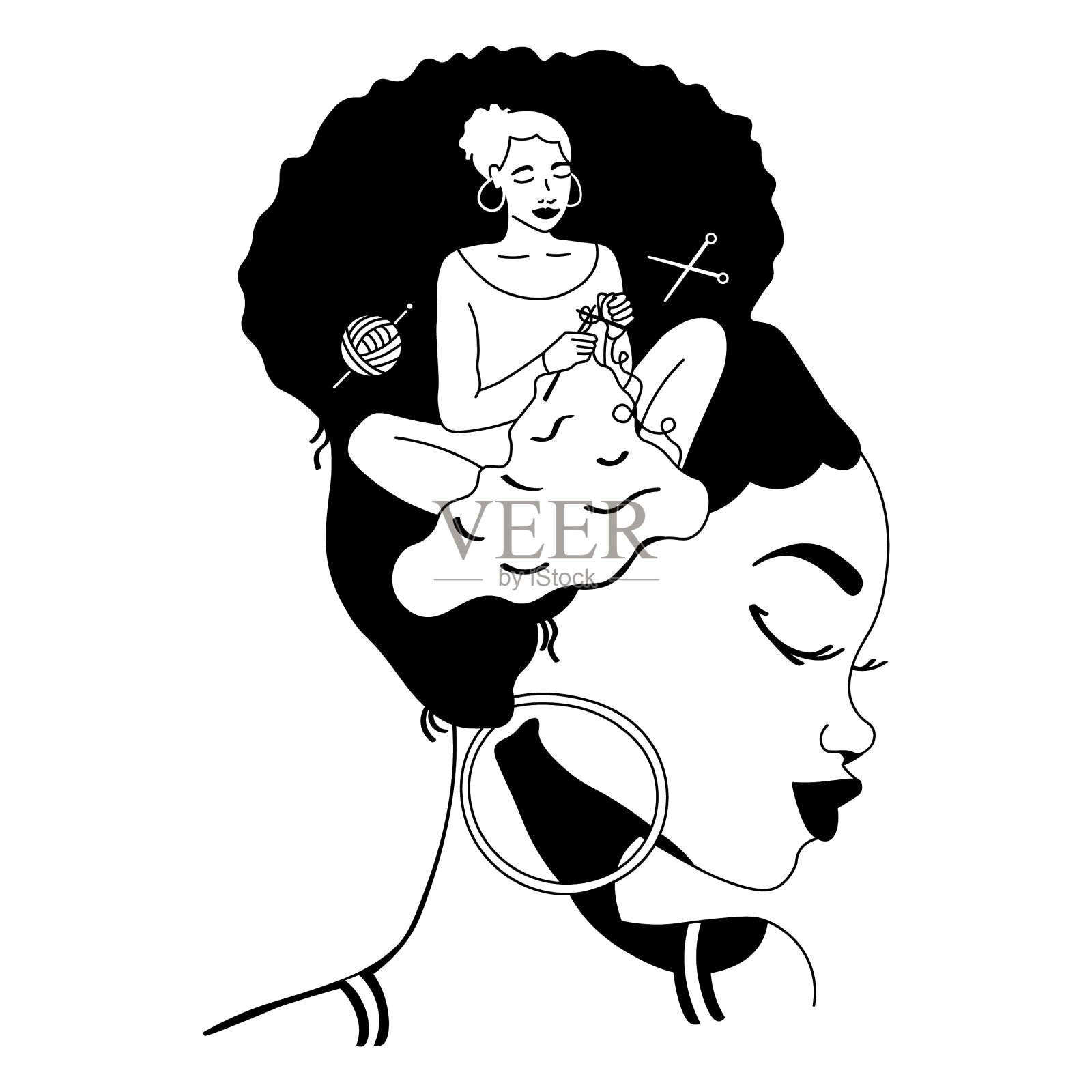 针织妇女填充笔画质量高设计元素图片