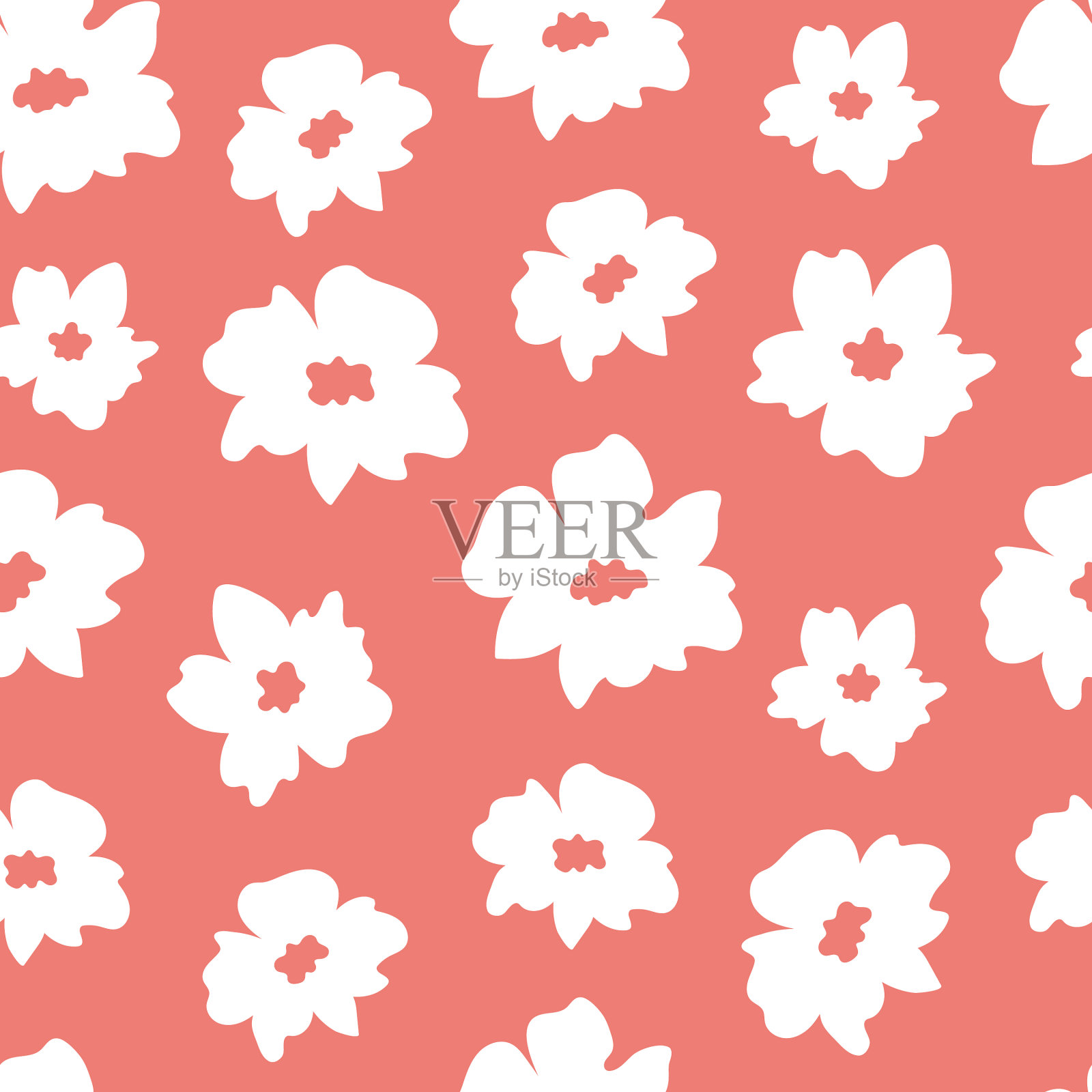 白花无缝背景阿罗哈夏威夷插画图片素材