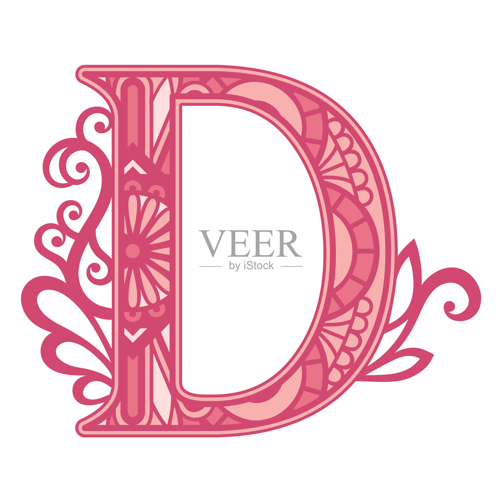 不透明的粉红色字母d曼荼罗高品质设计元素图片