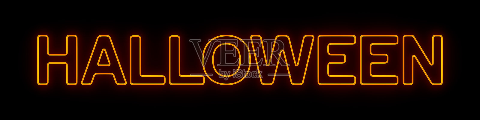 橙色霓虹灯万圣节在黑暗的背景。三维演示照片摄影图片