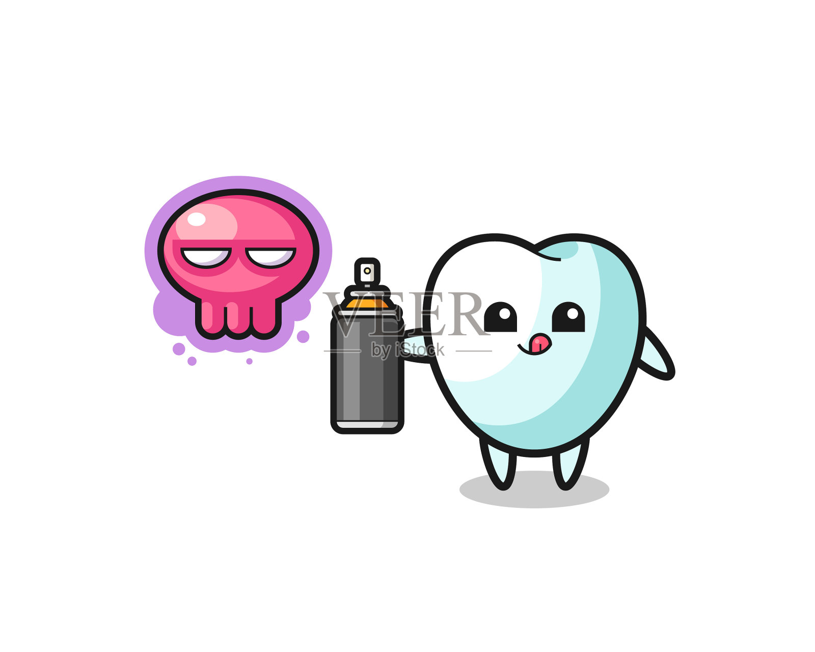 牙齿卡通用喷漆涂鸦设计元素图片