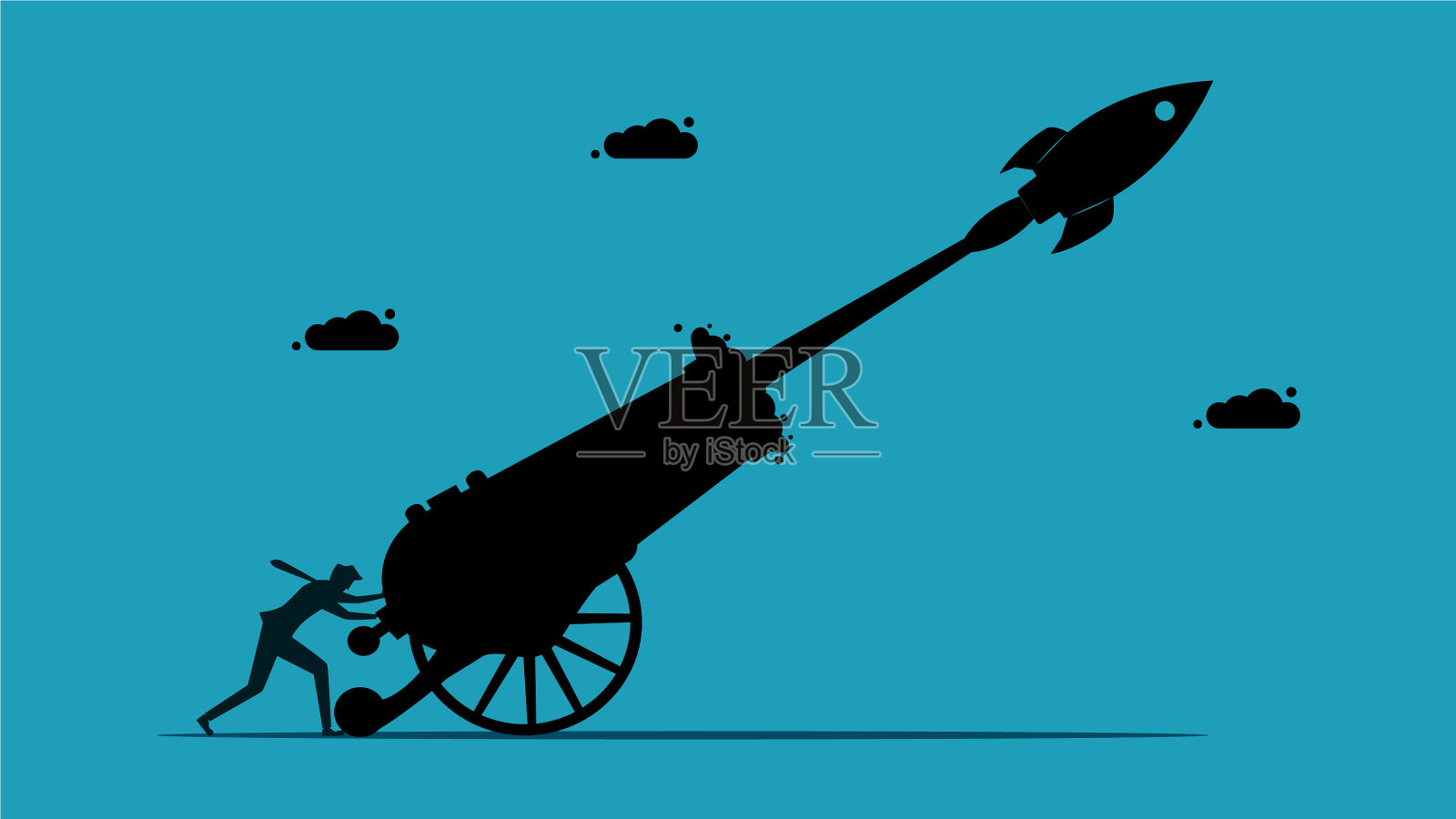 剪影开始做生意插画图片素材