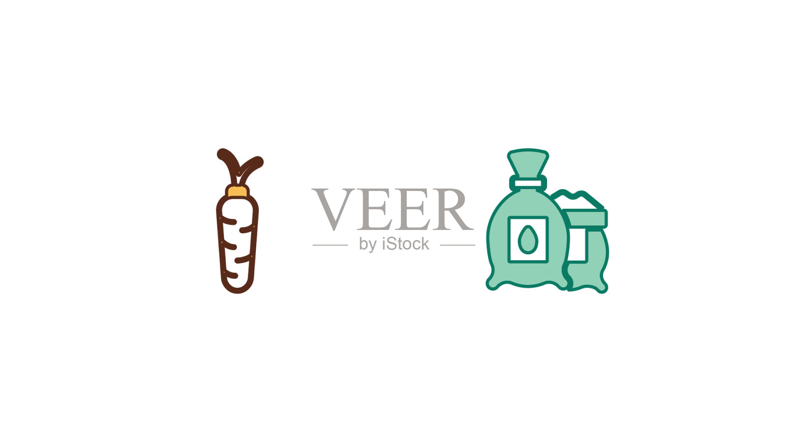 集面粉胡萝卜袋装满种子植株图标素材