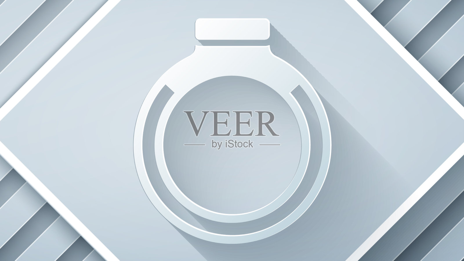 剪纸金戒指图标孤立在灰色上插画图片素材