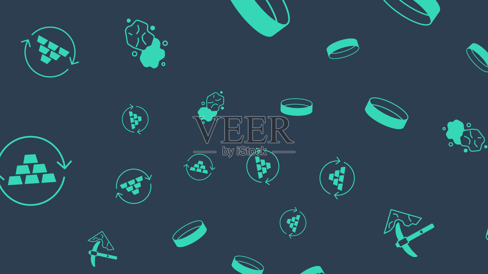 设置金戒指采矿兑换货币和金块图标素材